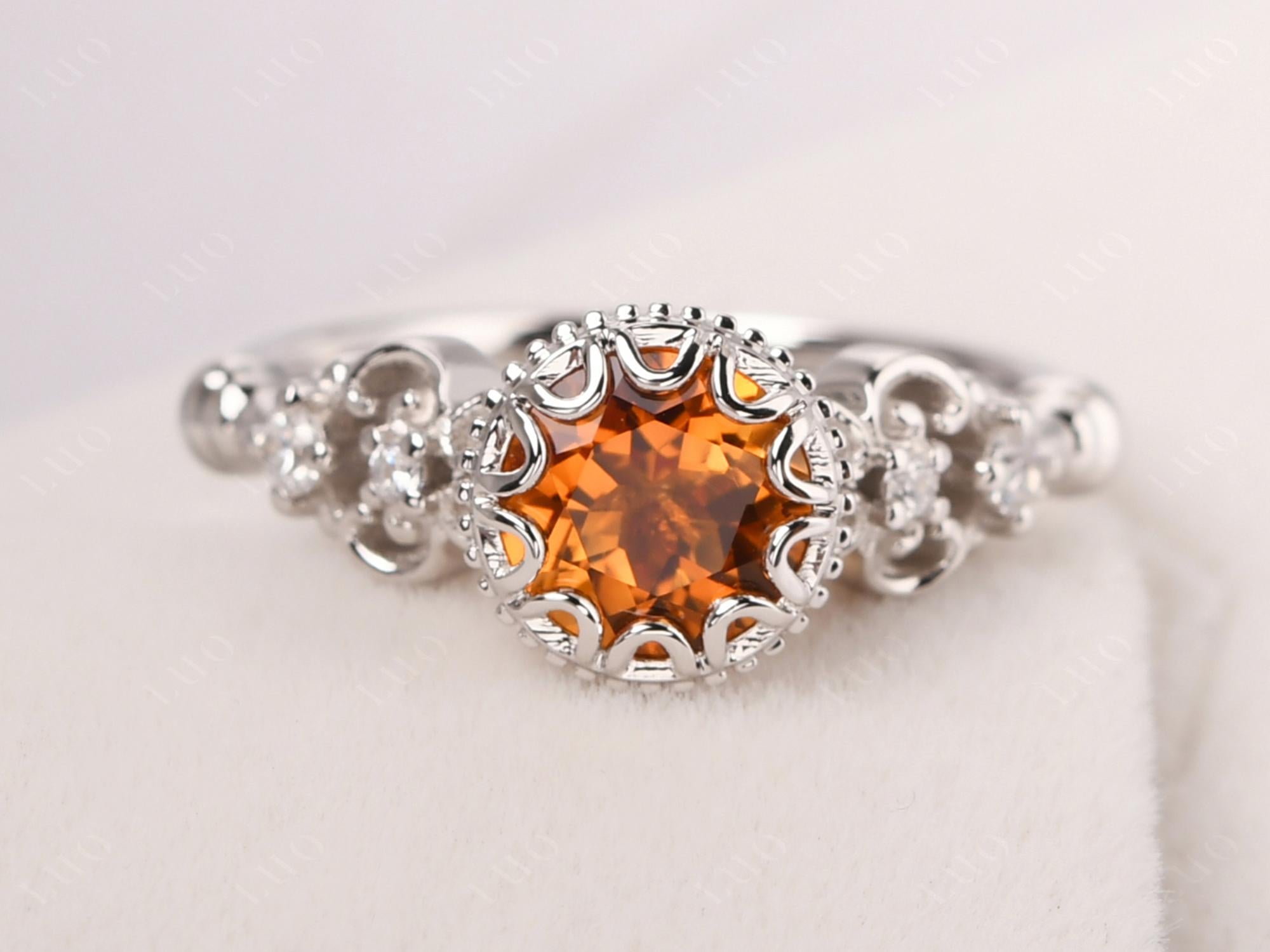 Art Deco Vintage Inspired Citrine Ring - LUO Jewelry