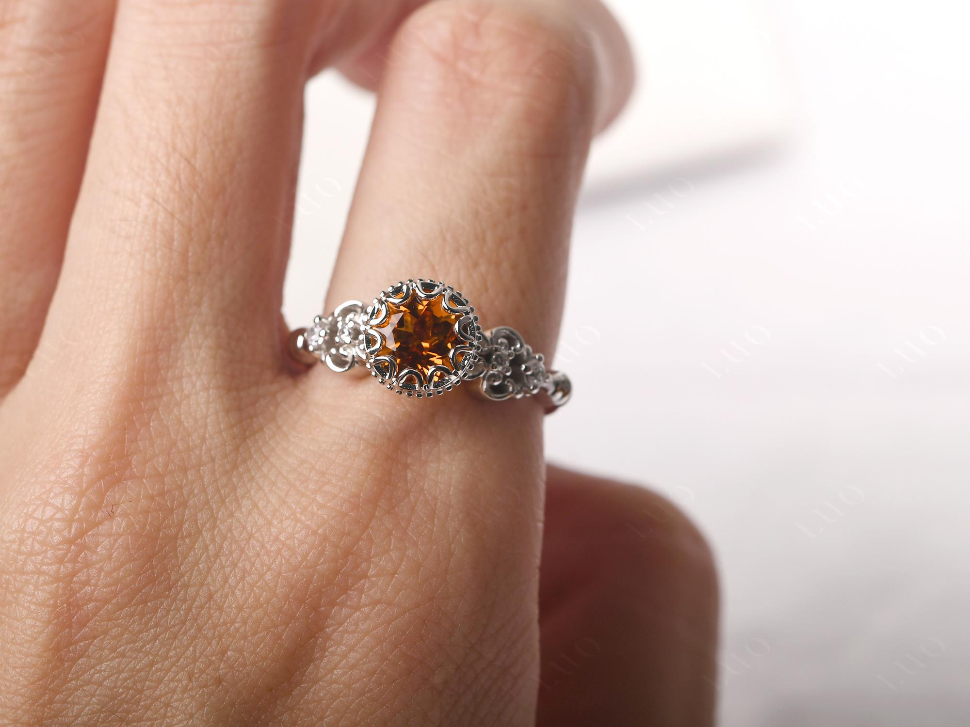 Art Deco Vintage Inspired Citrine Ring - LUO Jewelry