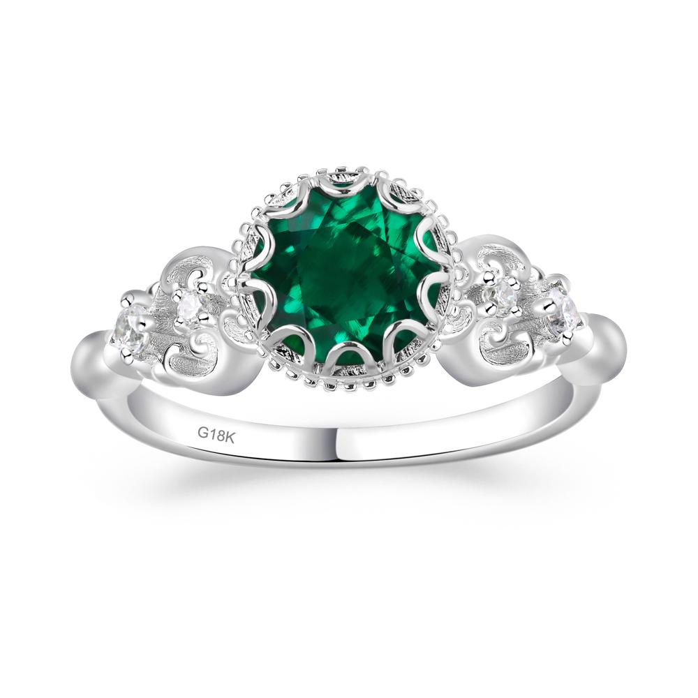 Art Deco Vintage Inspired Emerald Ring - LUO Jewelry #metal_18k white gold