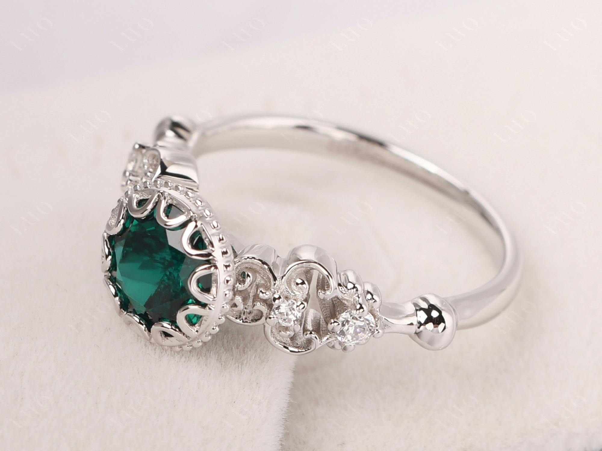 Art Deco Vintage Inspired Emerald Ring - LUO Jewelry
