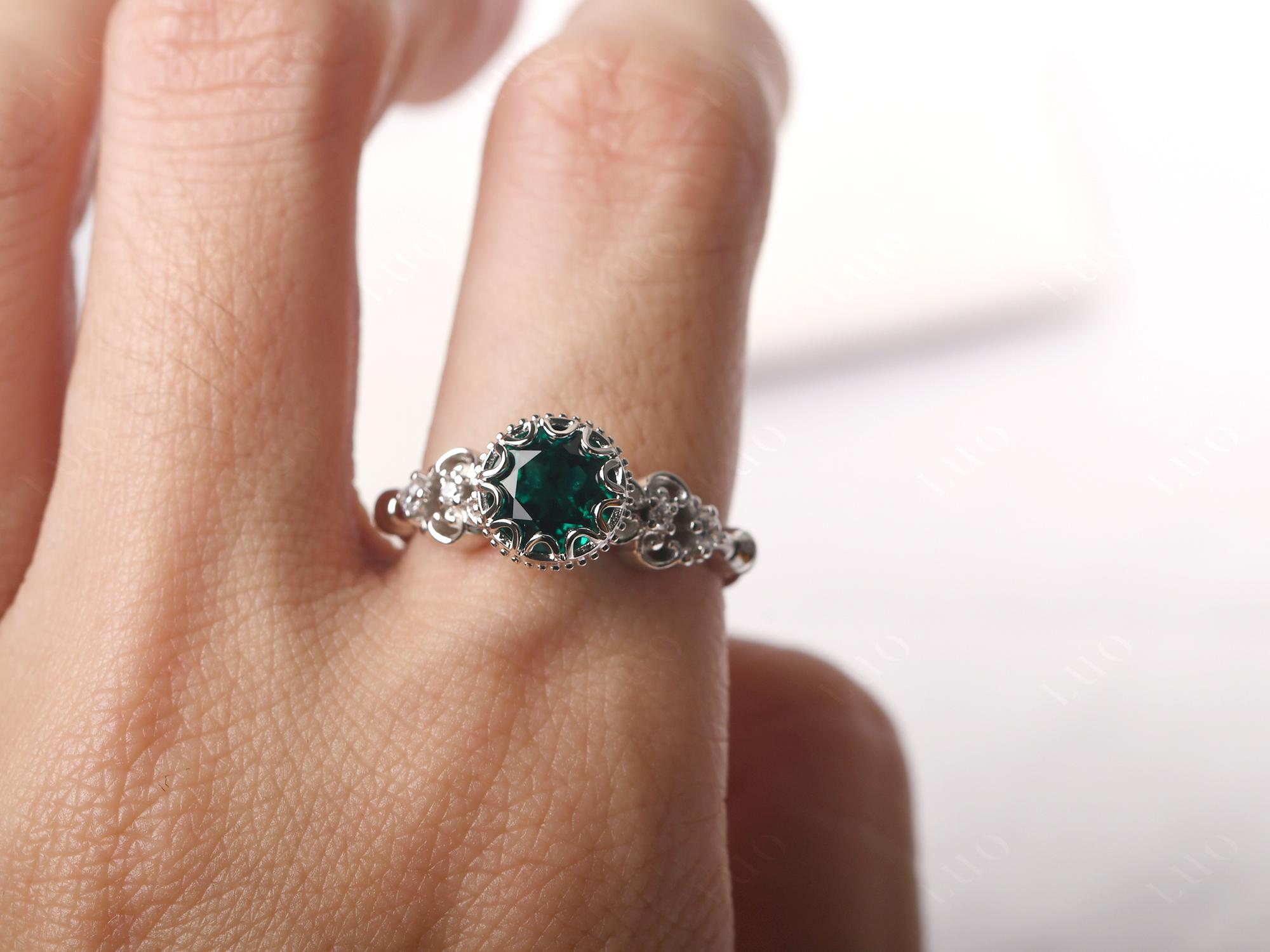 Art Deco Vintage Inspired Emerald Ring - LUO Jewelry