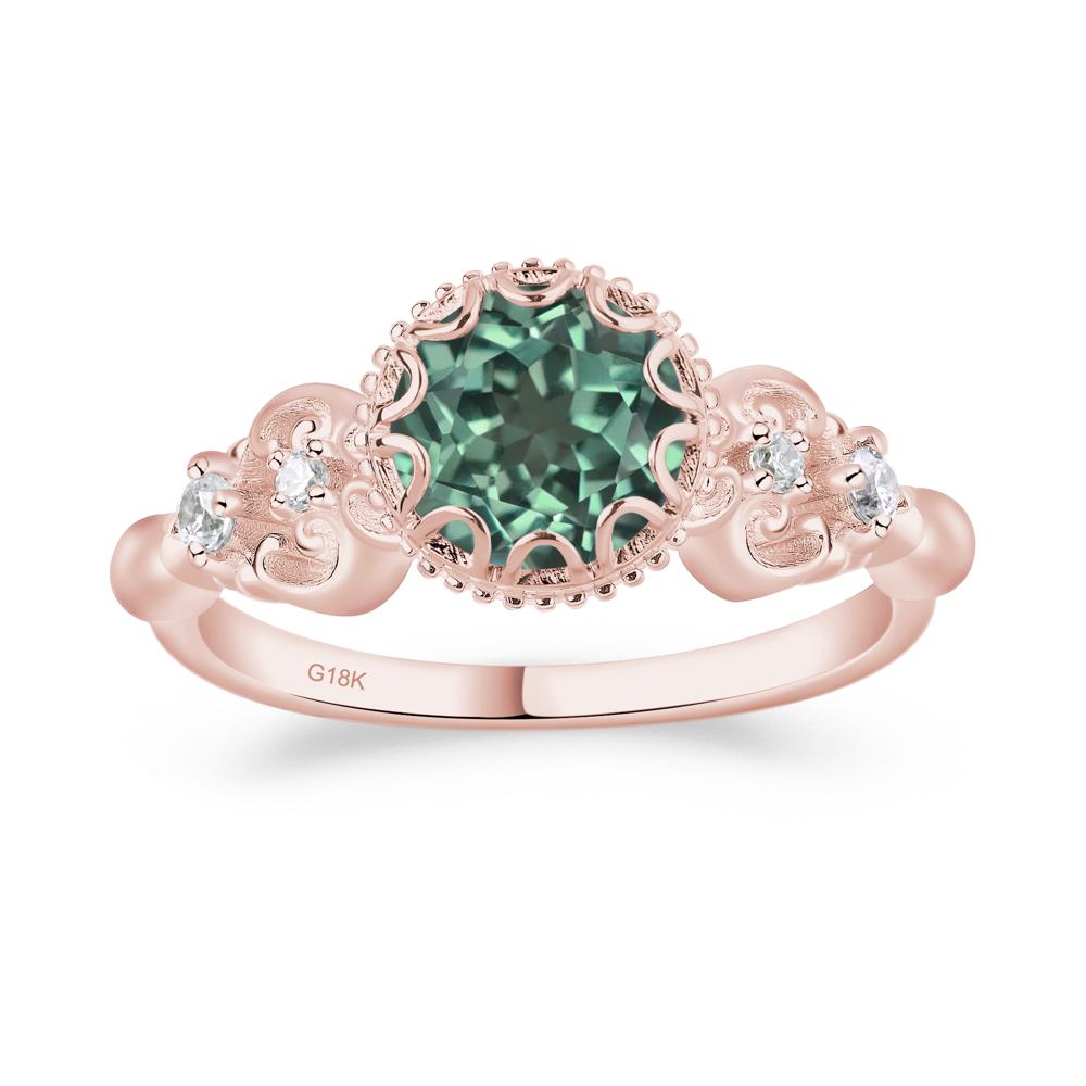 Art Deco Vintage Inspired Green Sapphire Ring - LUO Jewelry #metal_18k rose gold
