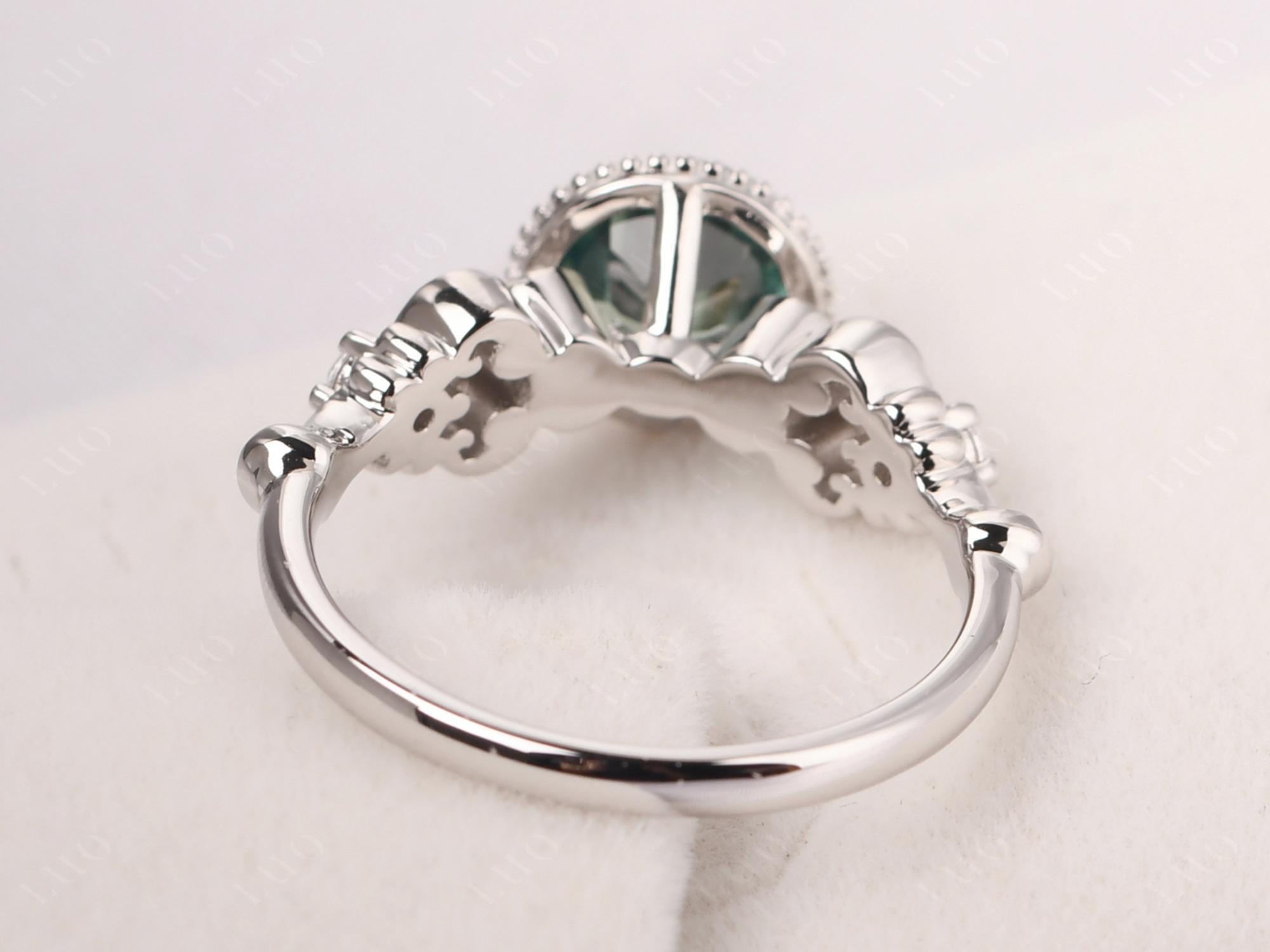 Art Deco Vintage Inspired Green Sapphire Ring - LUO Jewelry