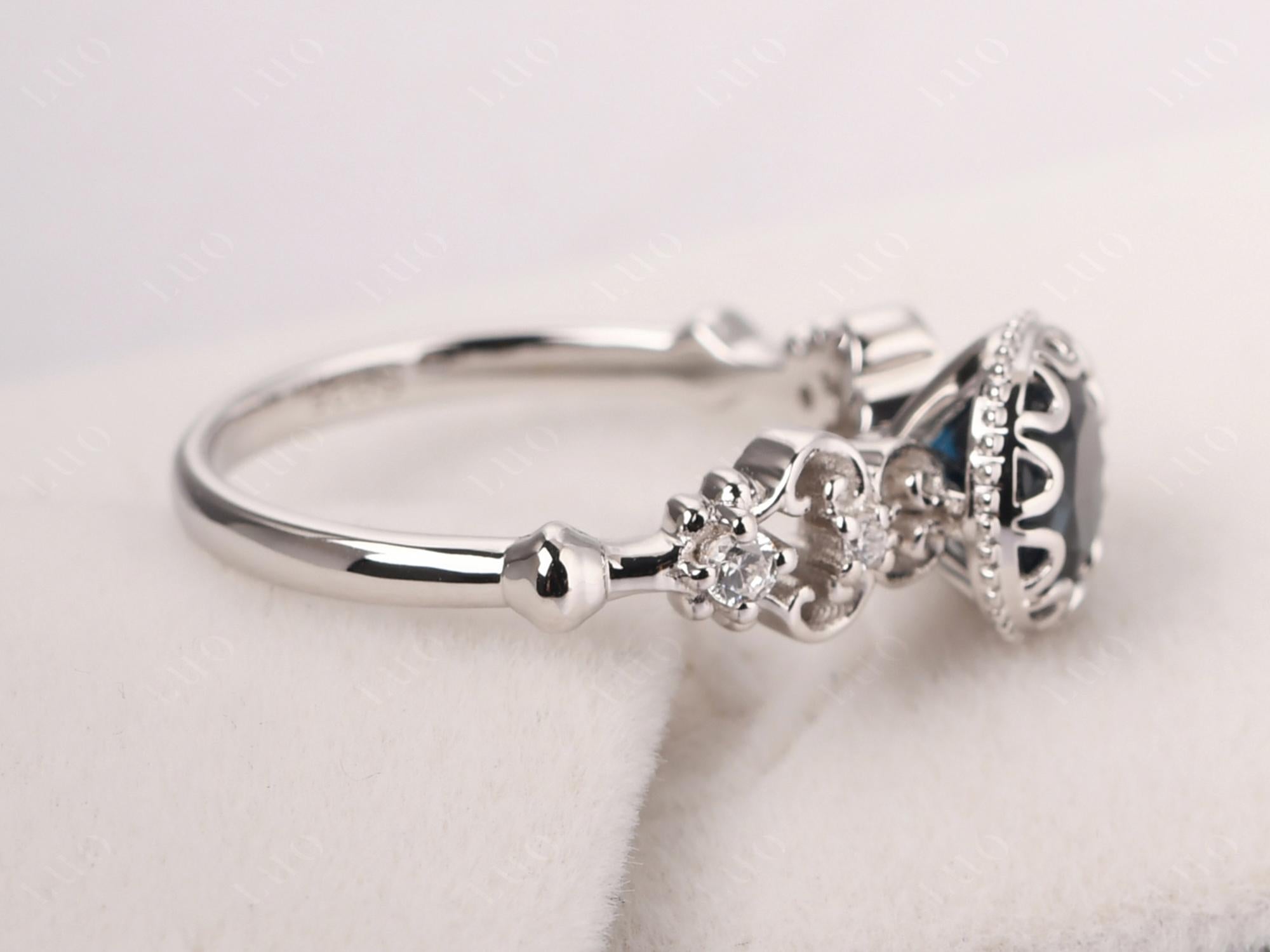 Art Deco Vintage Inspired London Blue Topaz Ring - LUO Jewelry