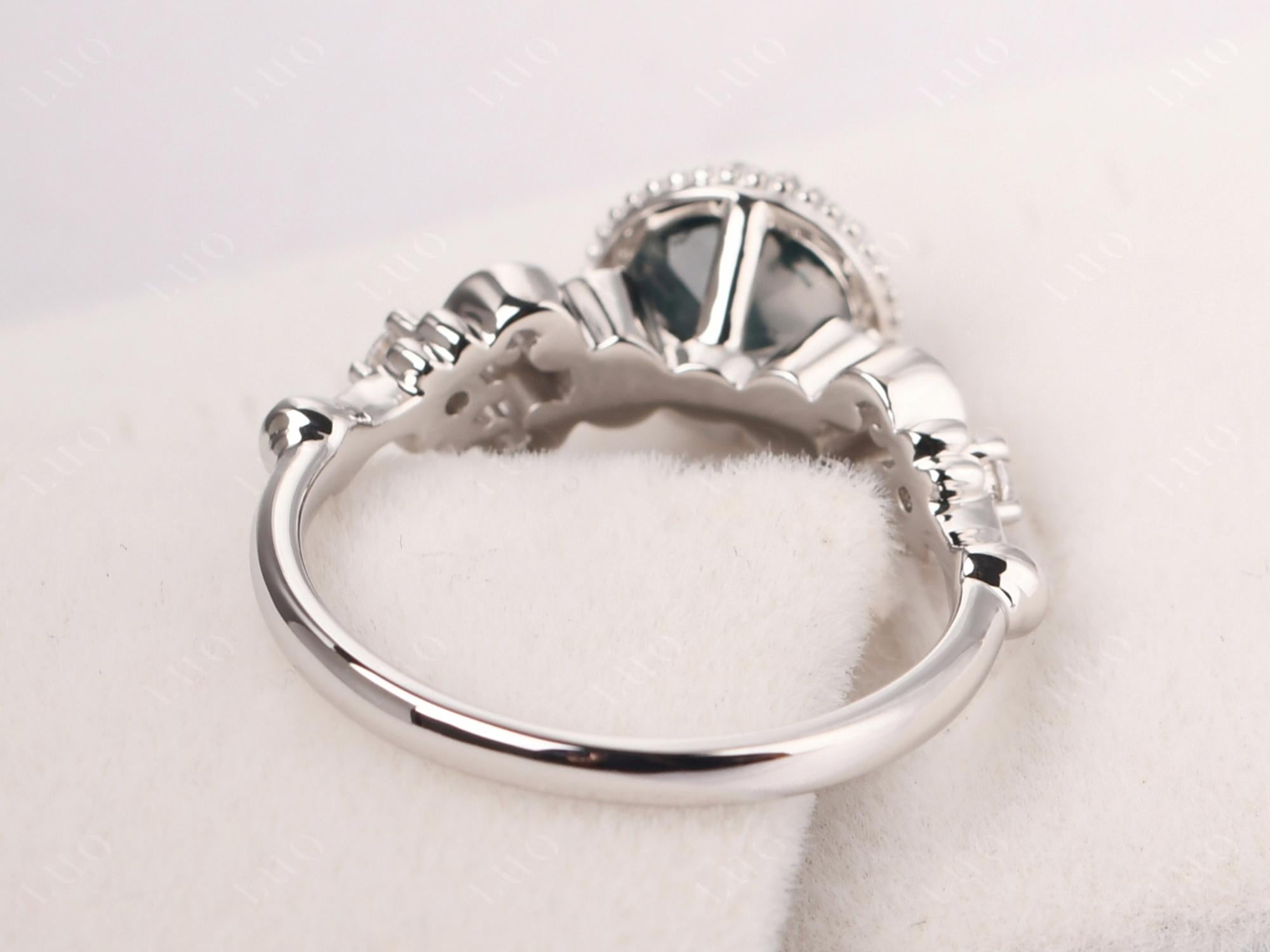 Art Deco Vintage Inspired Moss Agate Ring - LUO Jewelry