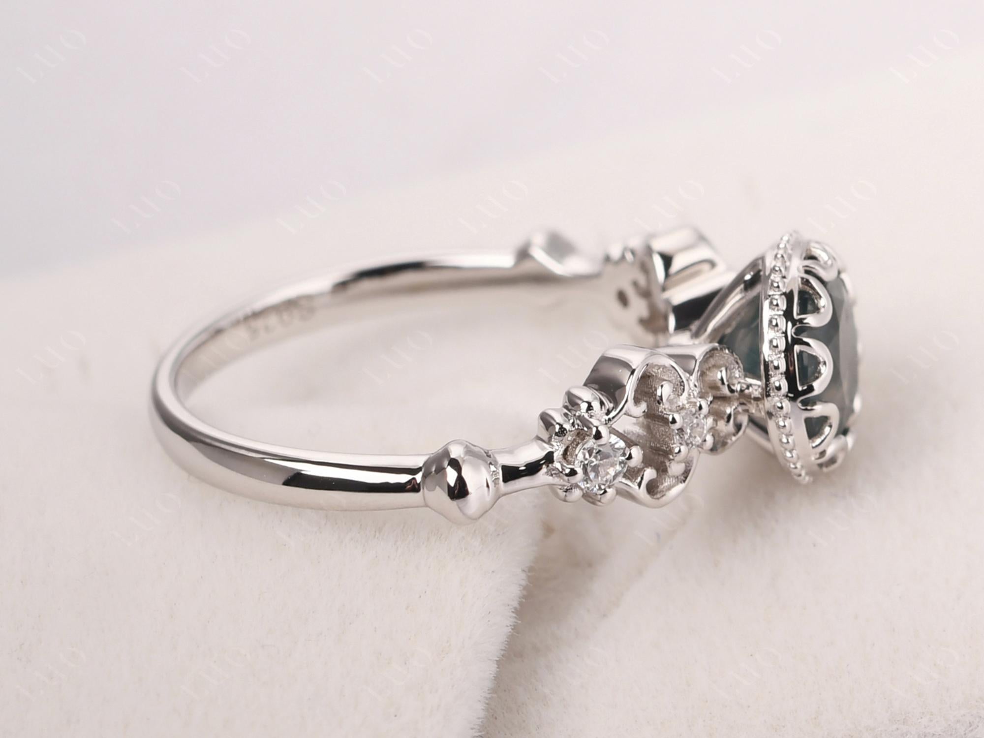 Art Deco Vintage Inspired Moss Agate Ring - LUO Jewelry