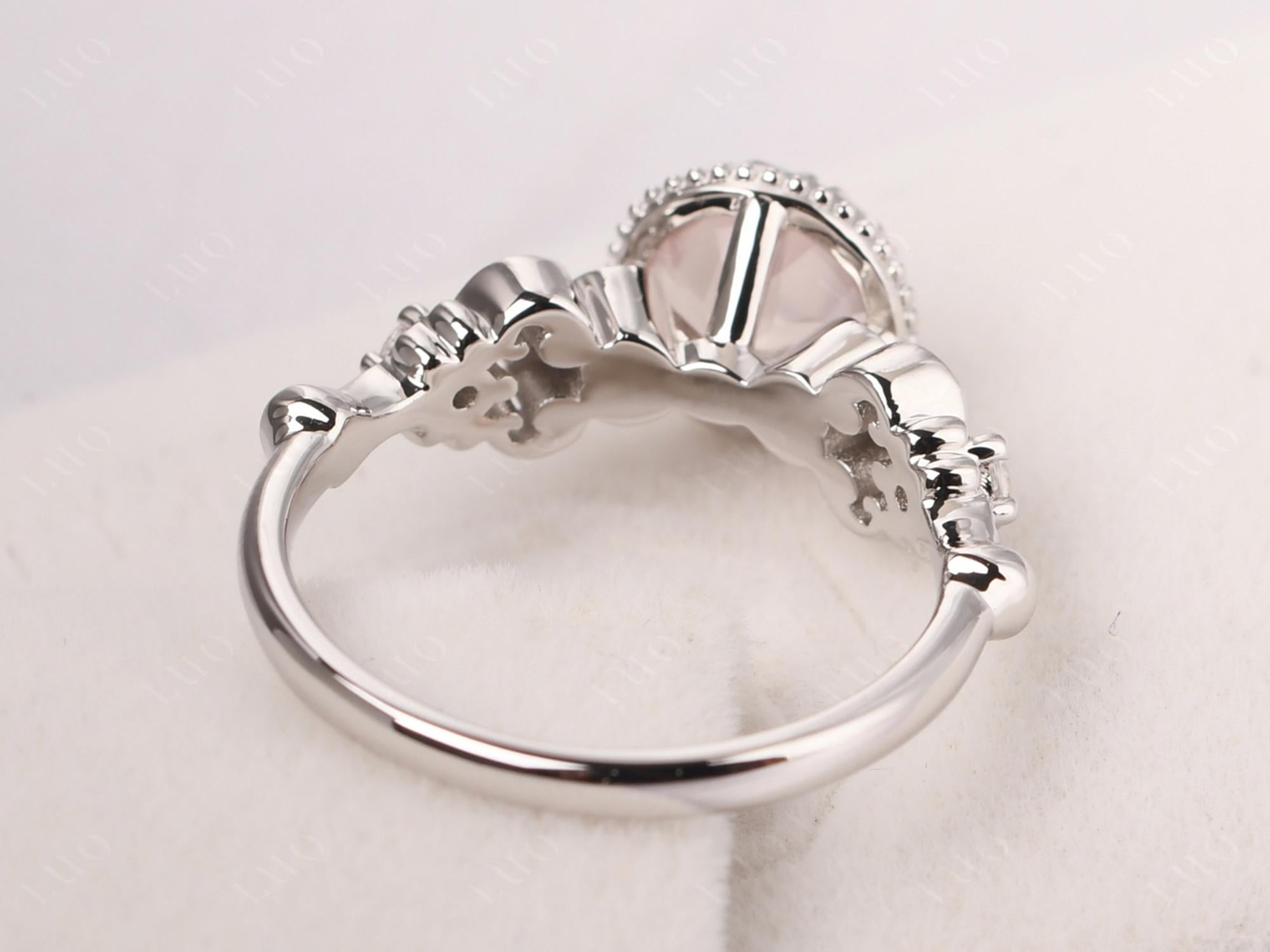 Art Deco Vintage Inspired Rose Quartz Ring - LUO Jewelry