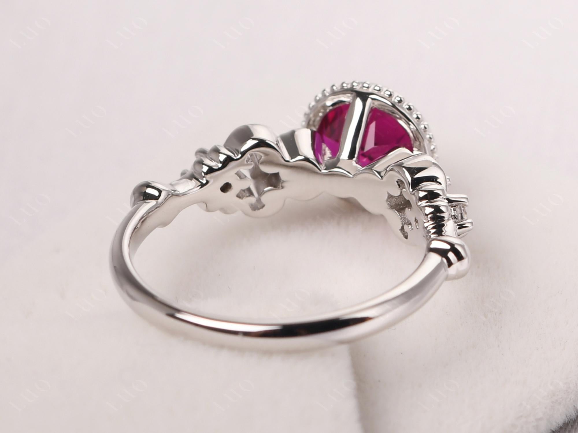 Art Deco Vintage Inspired Lab Grown Ruby Ring - LUO Jewelry