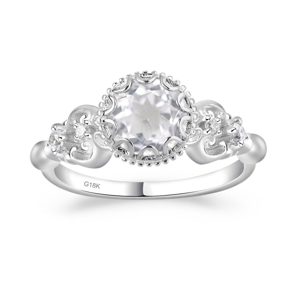 Art Deco Vintage Inspired White Topaz Ring - LUO Jewelry #metal_18k white gold