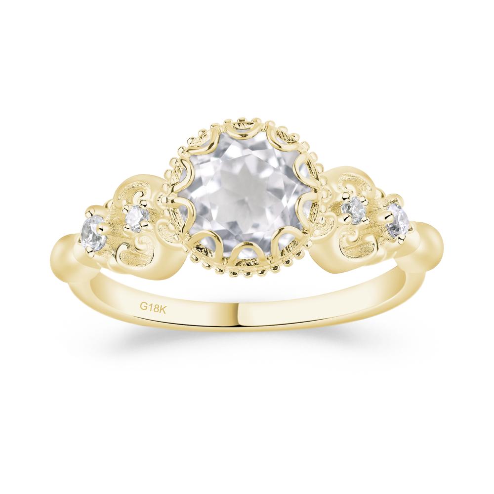 Art Deco Vintage Inspired White Topaz Ring - LUO Jewelry #metal_18k yellow gold