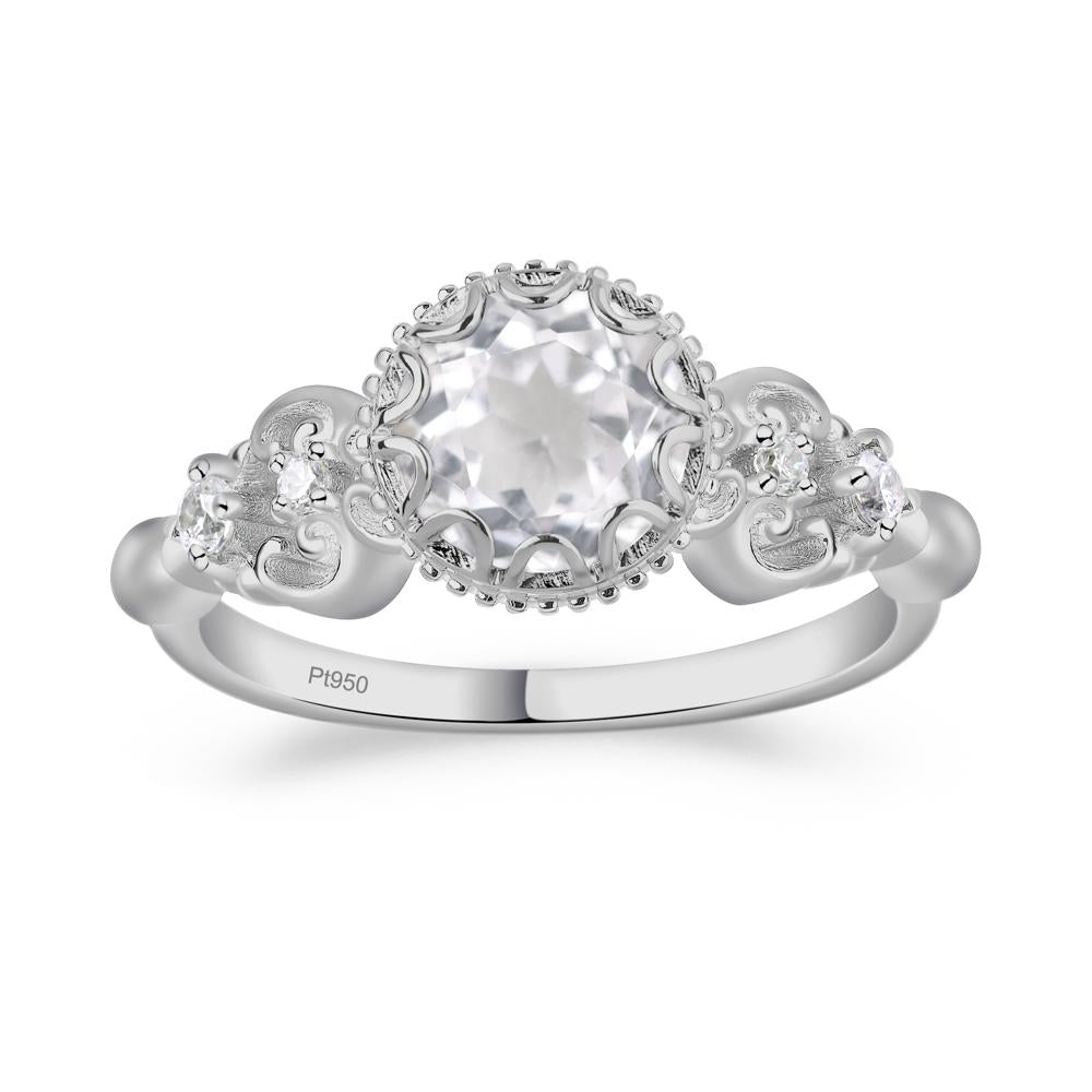 Art Deco Vintage Inspired White Topaz Ring - LUO Jewelry #metal_platinum