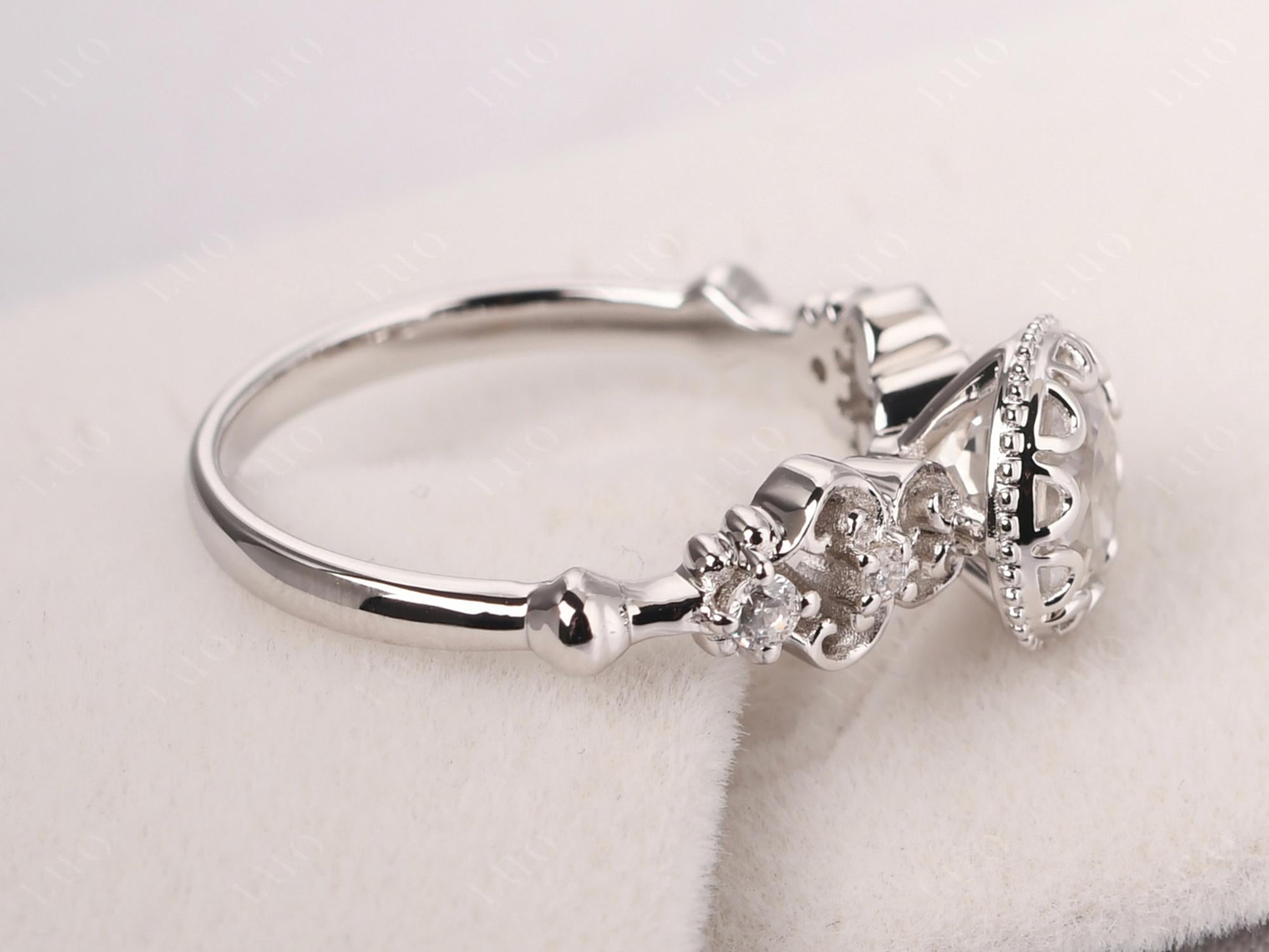 Art Deco Vintage Inspired White Topaz Ring - LUO Jewelry
