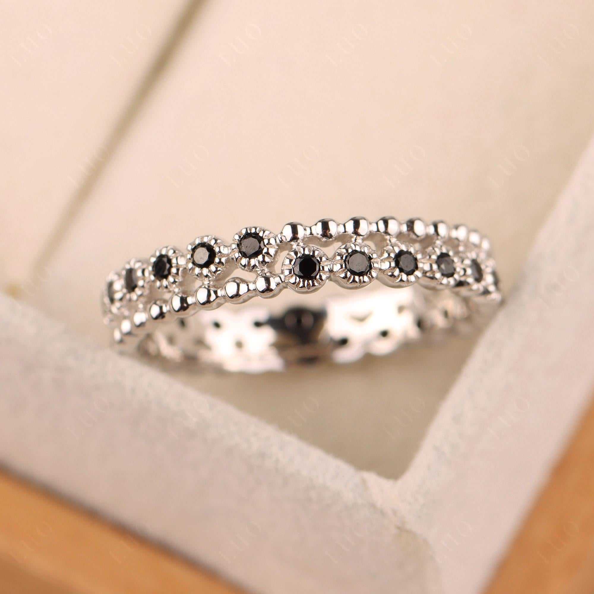 Vintage Inspired Black Spinel Eternity Ring - LUO Jewelry