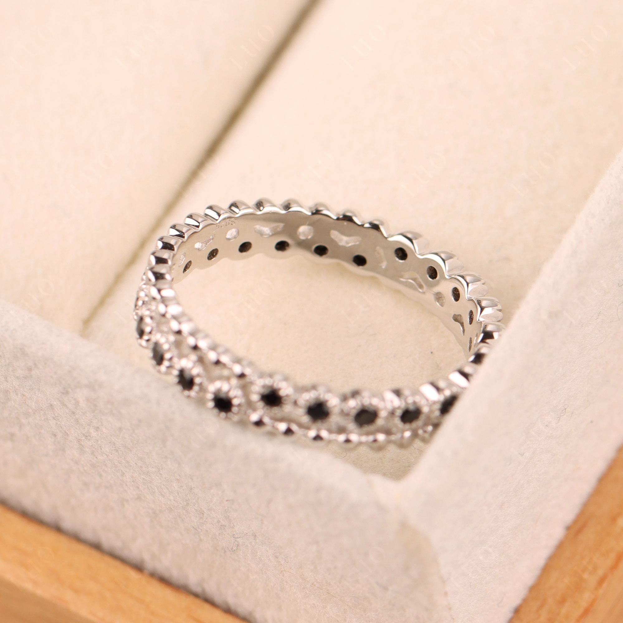 Vintage Inspired Black Spinel Eternity Ring - LUO Jewelry