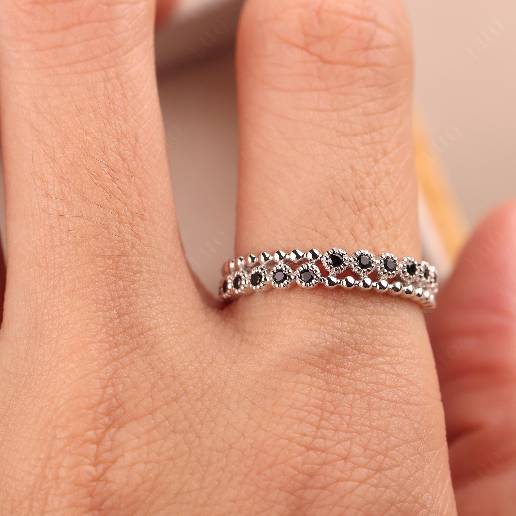 Vintage Inspired Black Spinel Eternity Ring - LUO Jewelry