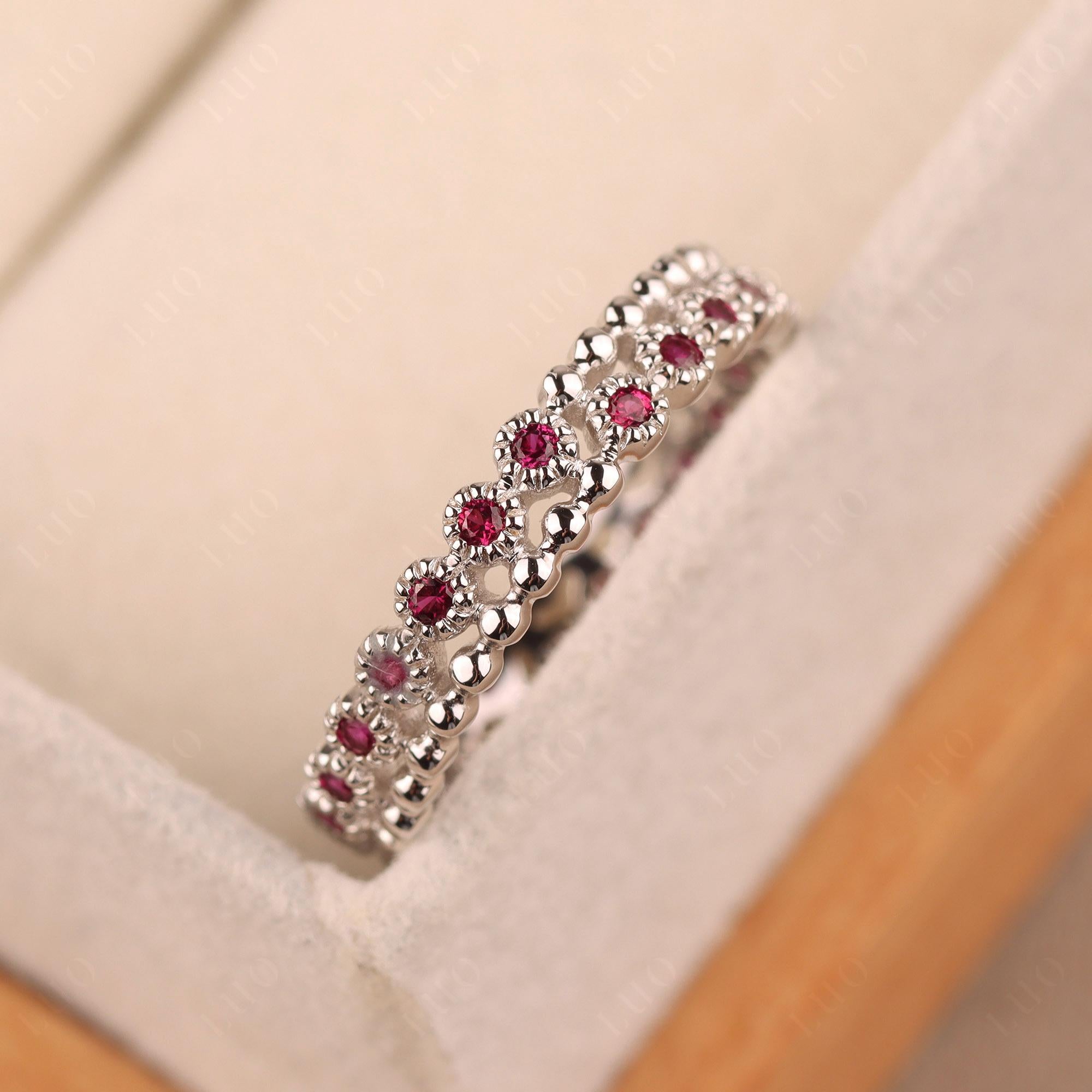 Vintage Inspired Lab Grown Ruby Eternity Ring - LUO Jewelry