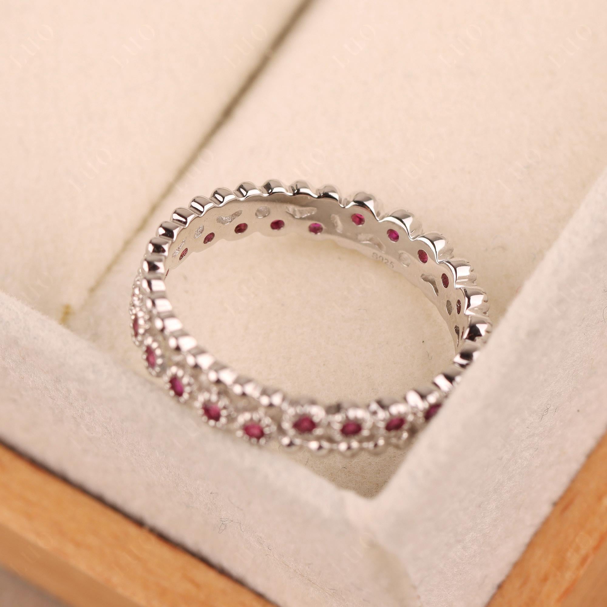 Vintage Inspired Lab Grown Ruby Eternity Ring - LUO Jewelry
