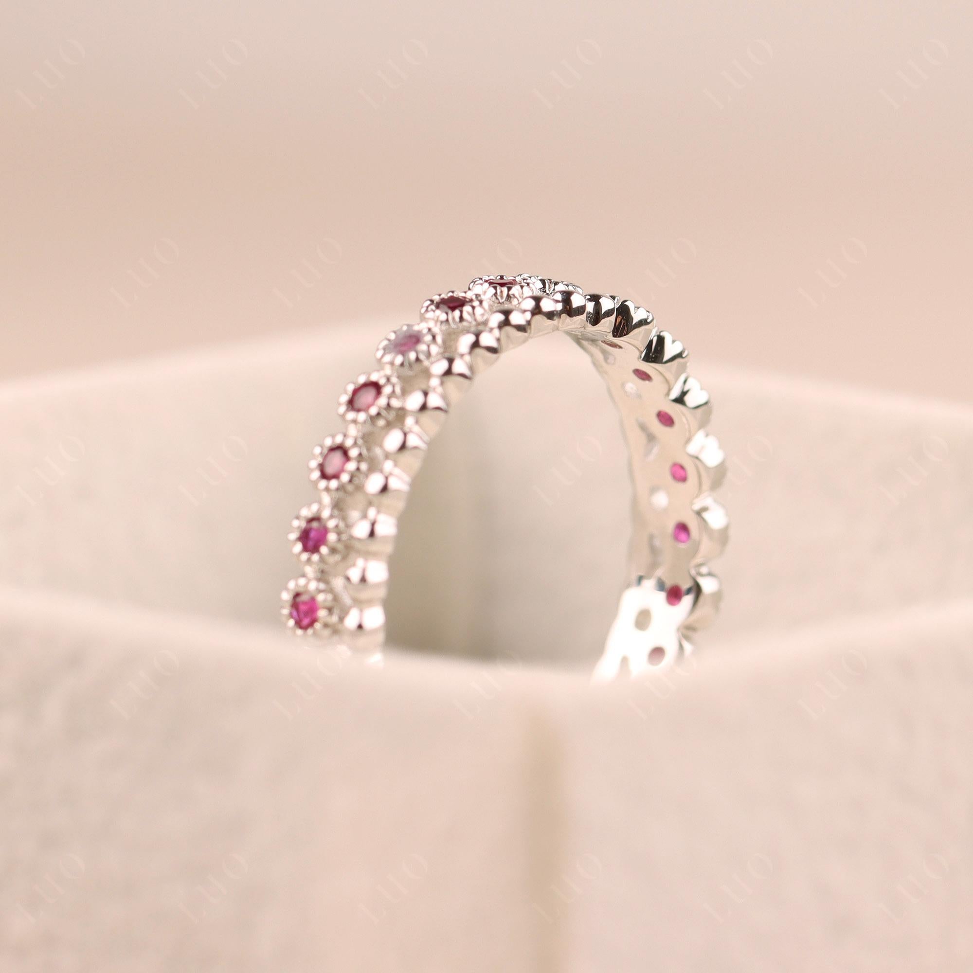 Vintage Inspired Lab Grown Ruby Eternity Ring - LUO Jewelry