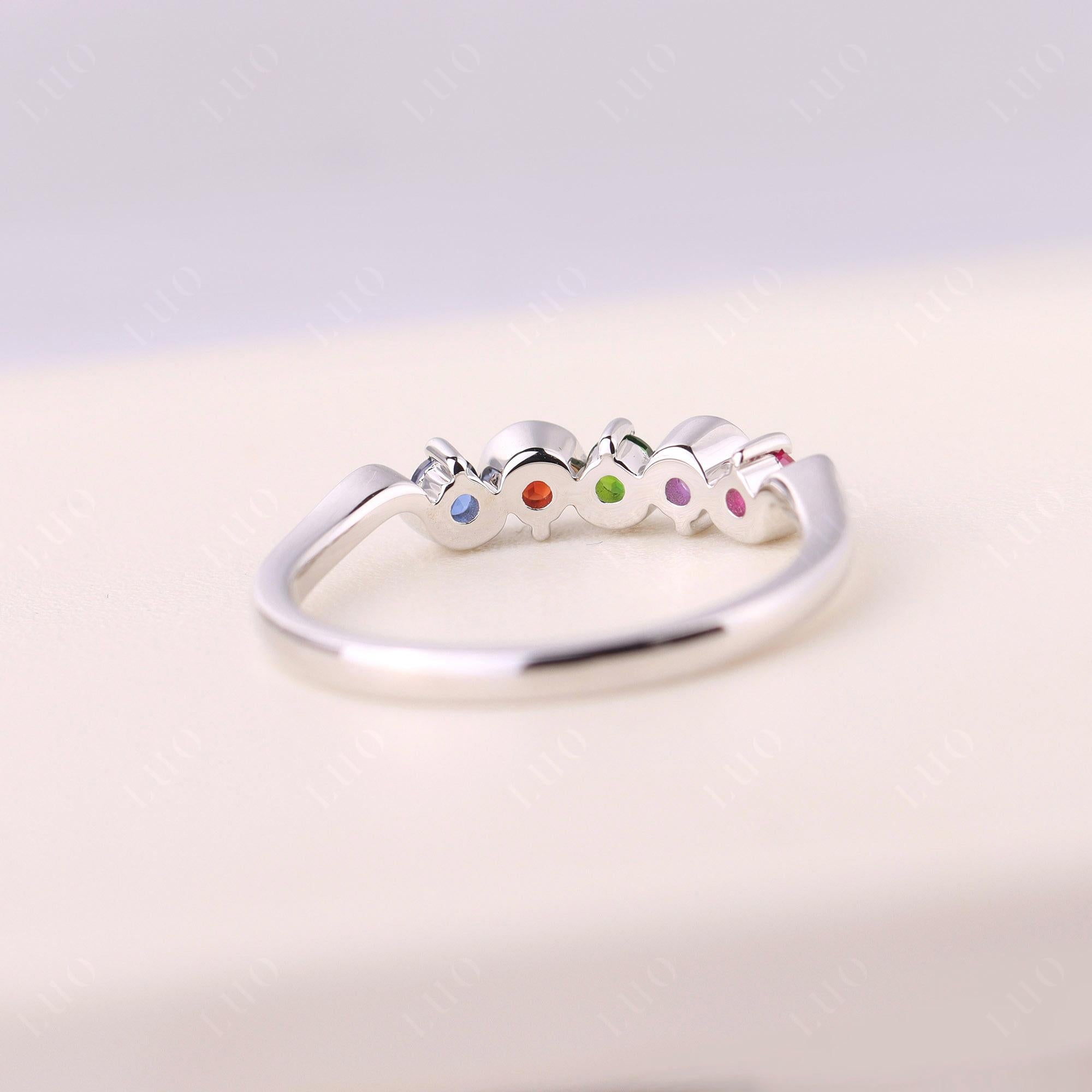 Amethyst and Diopside and Garnet and Ruby and Sapphire Band Ring - LUO Jewelry
