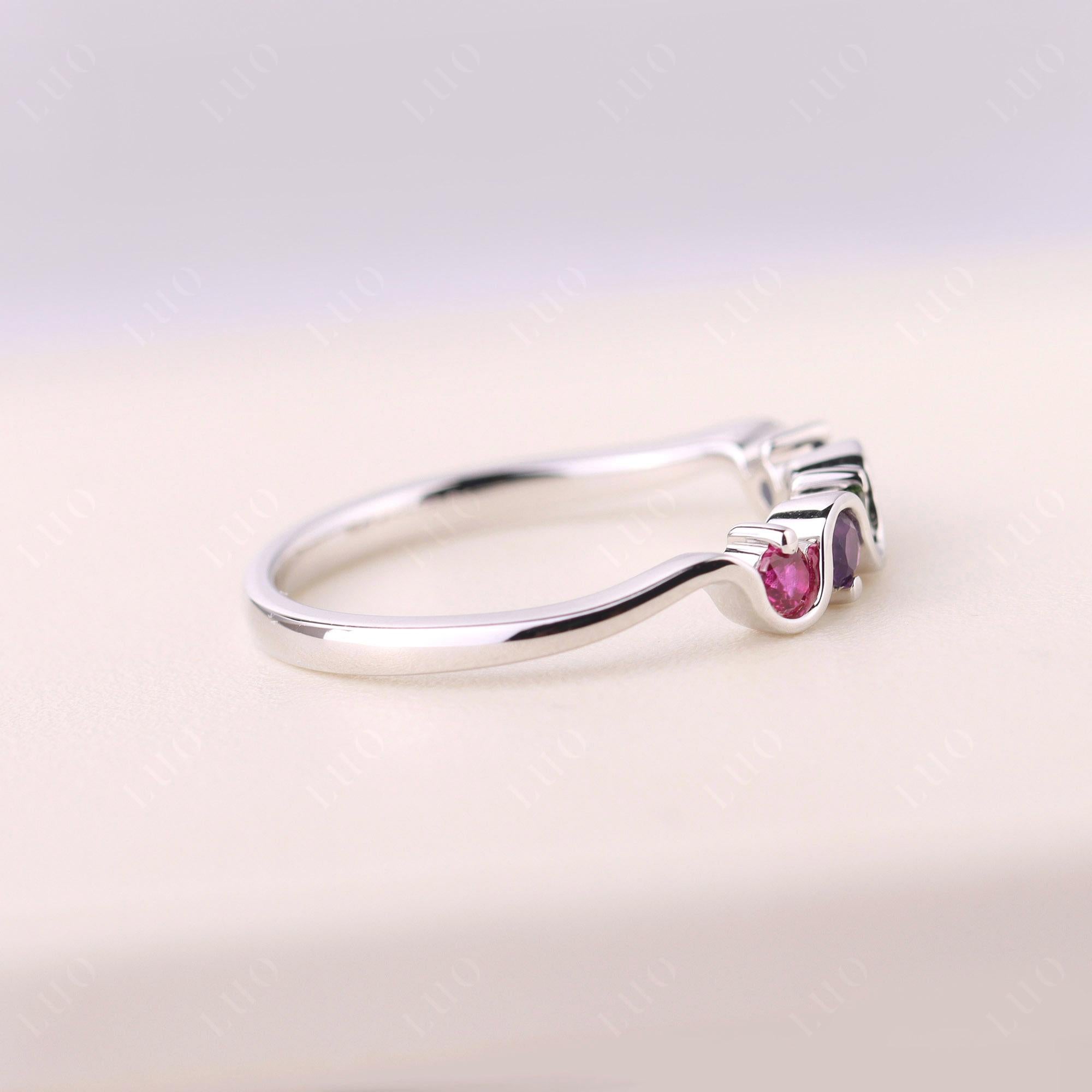 Amethyst and Diopside and Garnet and Ruby and Sapphire Band Ring - LUO Jewelry