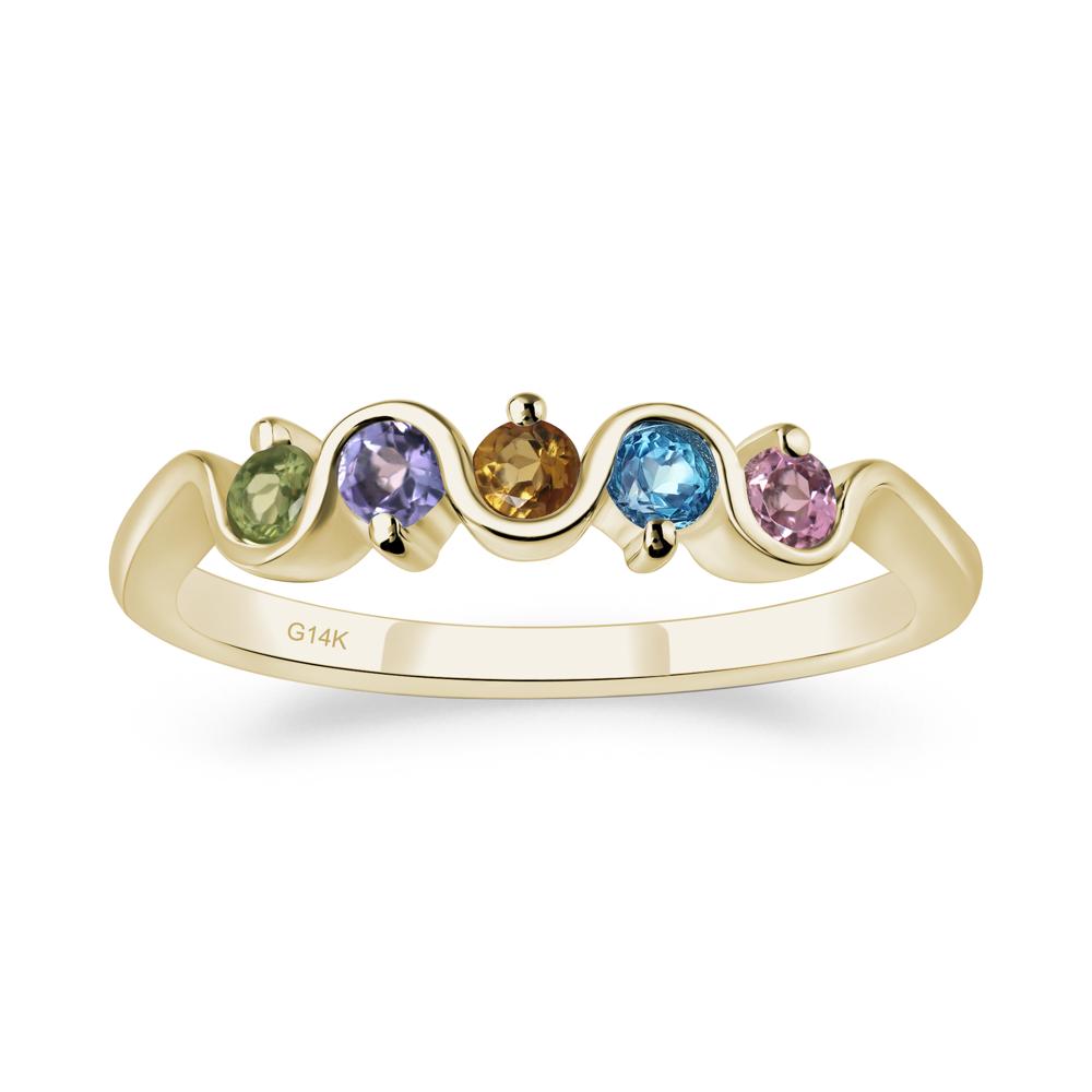 Citrine and Peridot and Swiss Blue Topaz and Tanzanite and Tourmaline Band Ring - LUO Jewelry #metal_14k yellow gold
