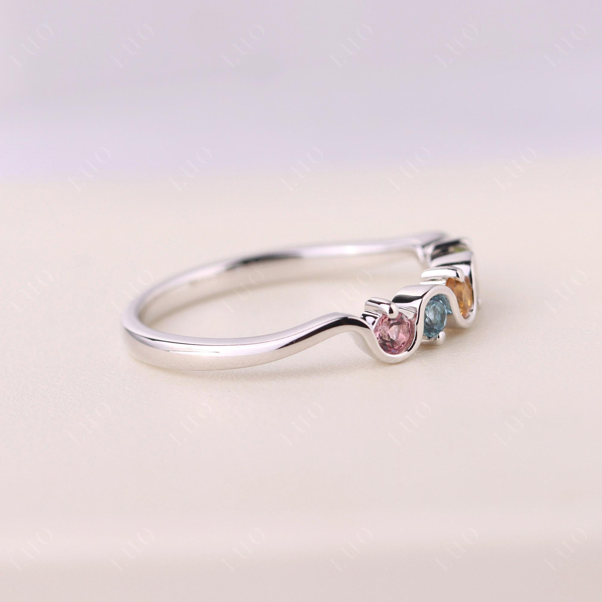 Citrine and Peridot and Swiss Blue Topaz and Tanzanite and Tourmaline Band Ring - LUO Jewelry