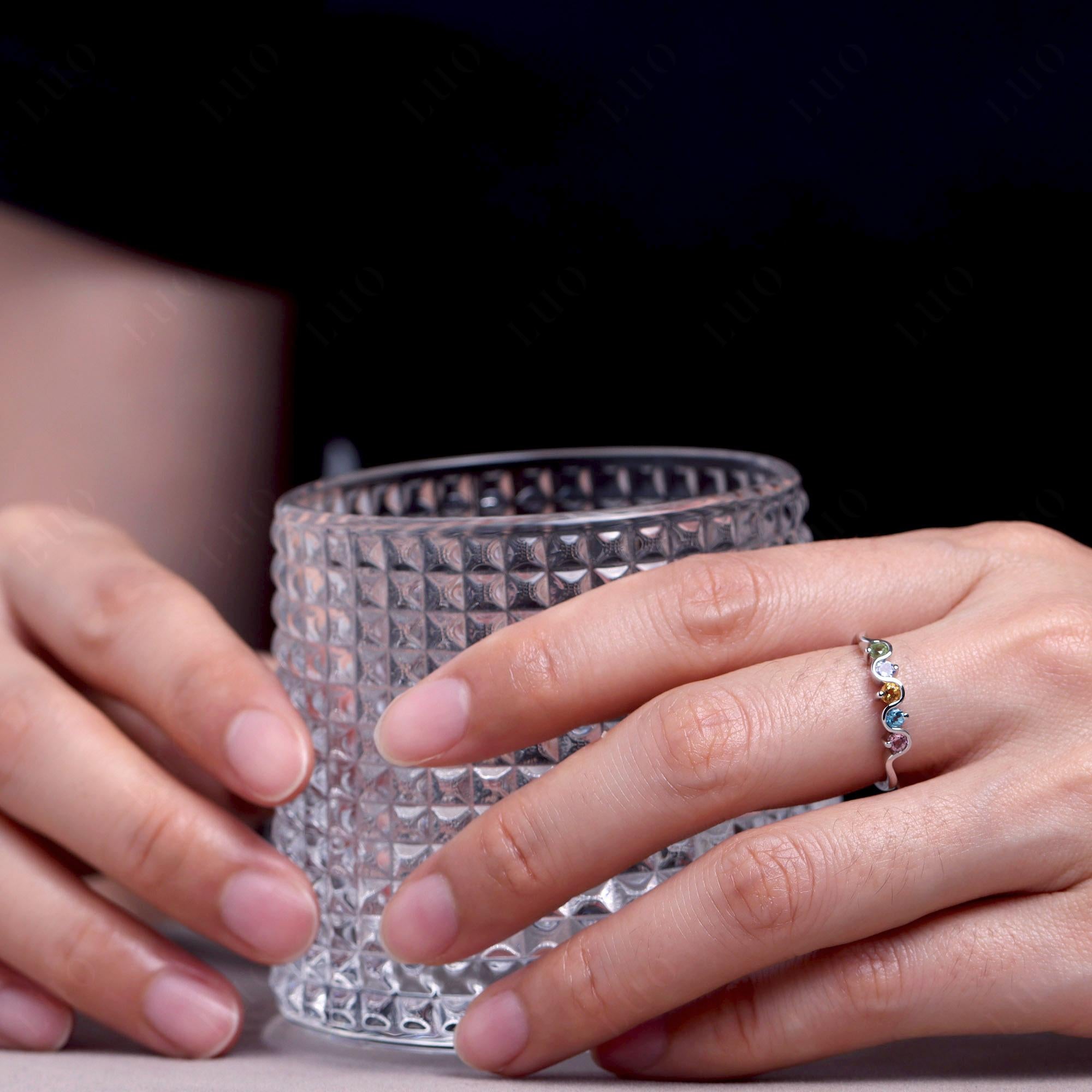 Citrine and Peridot and Swiss Blue Topaz and Tanzanite and Tourmaline Band Ring - LUO Jewelry