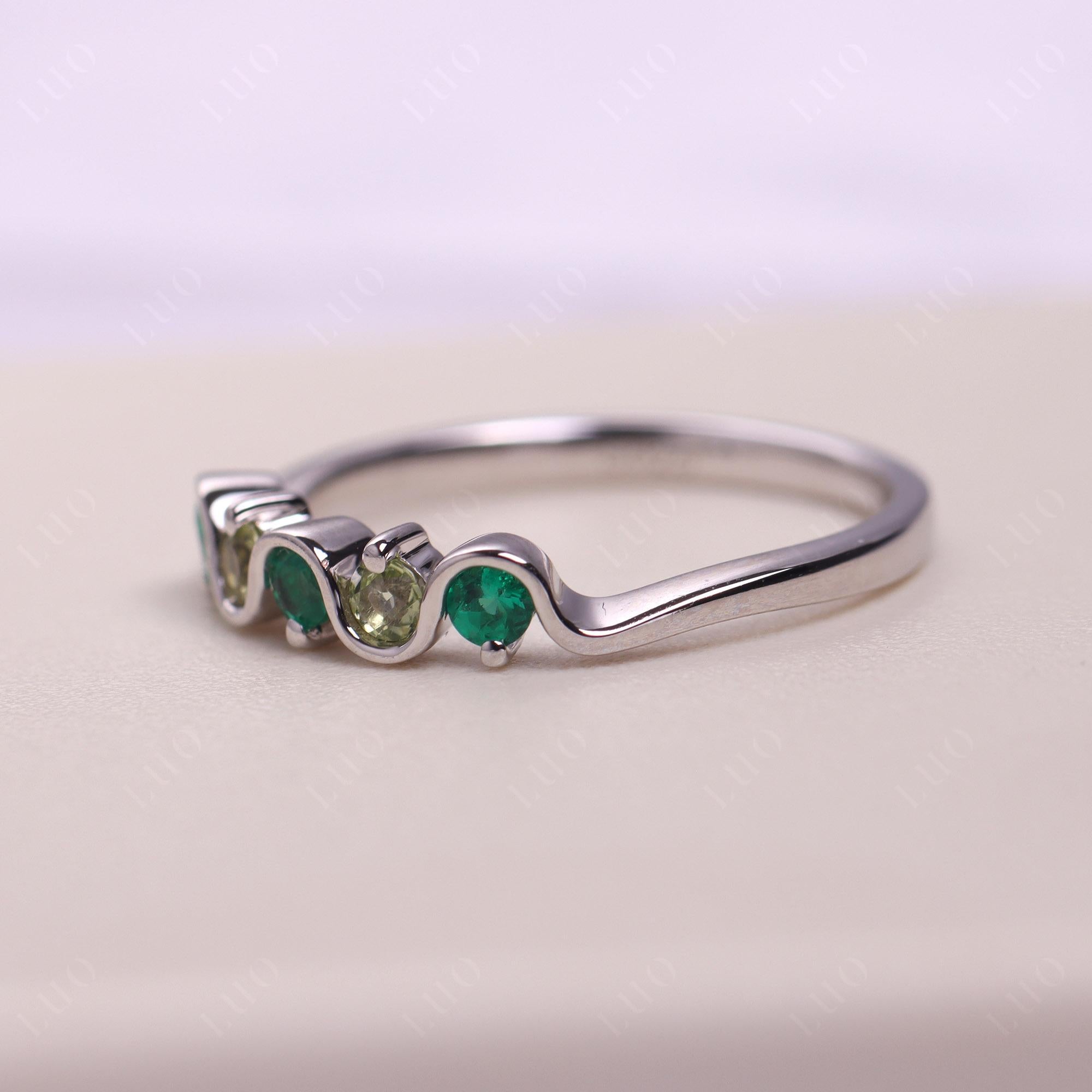 Lab Emerald and Peridot Band Ring - LUO Jewelry