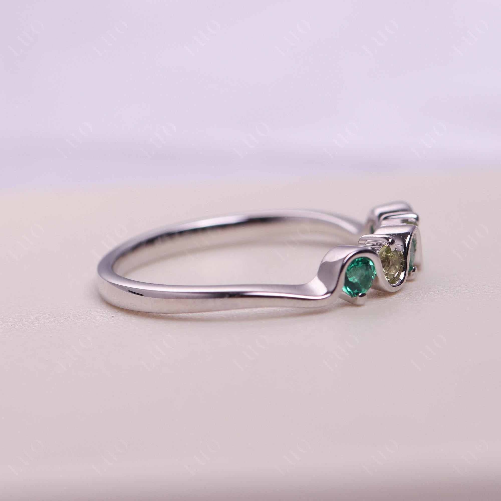 Lab Emerald and Peridot Band Ring - LUO Jewelry
