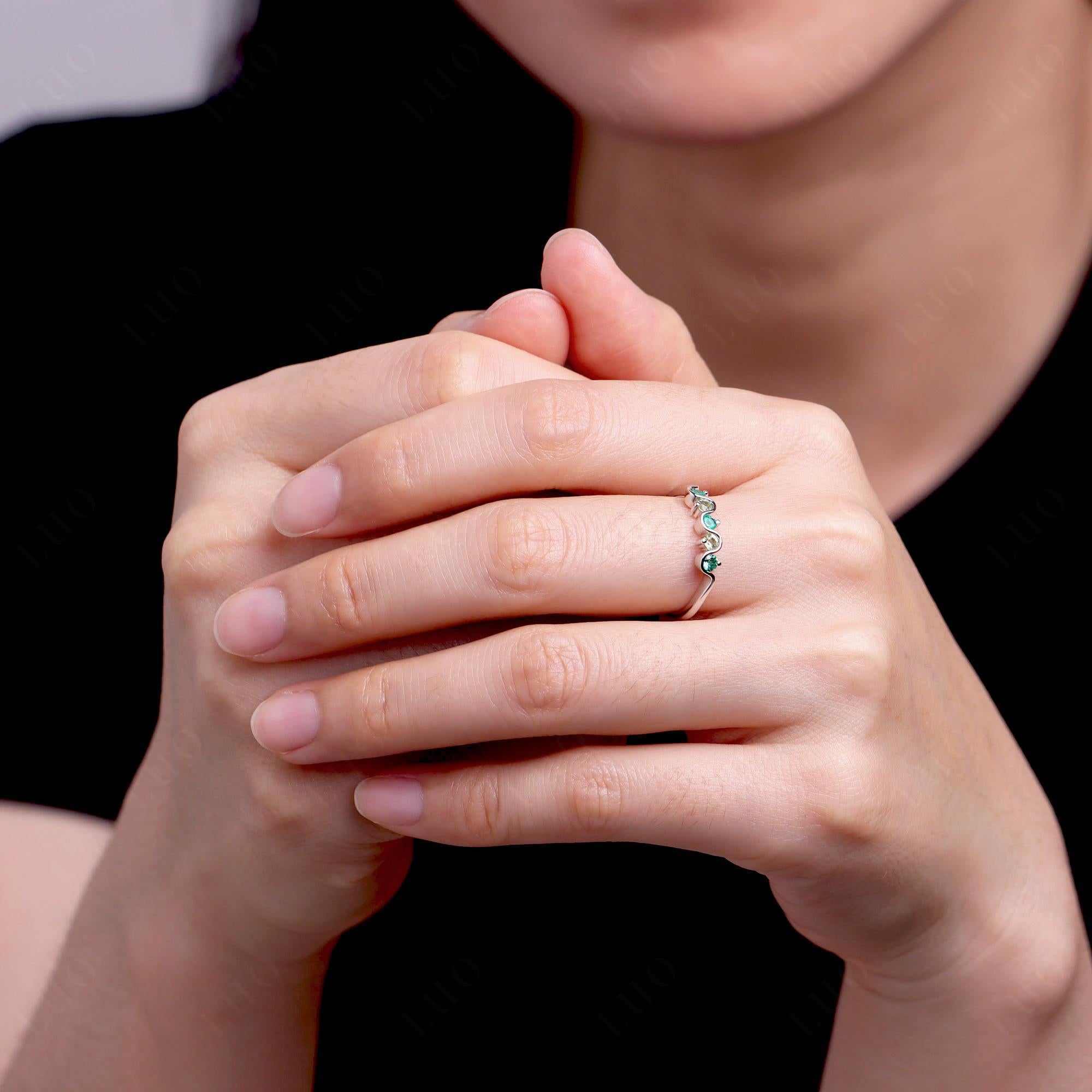 Lab Emerald and Peridot Band Ring - LUO Jewelry