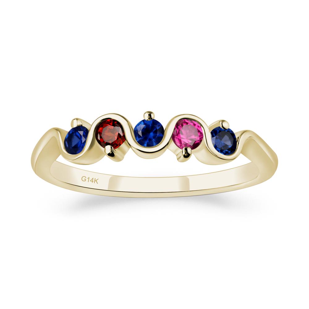 Garnet and Ruby and Sapphire Band Ring - LUO Jewelry #metal_14k yellow gold