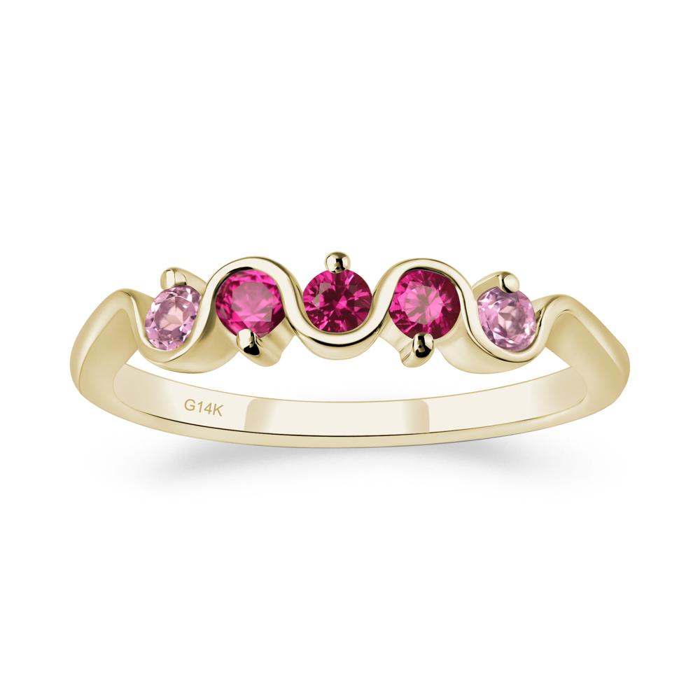 Cubic Zirconia and Ruby Band Ring - LUO Jewelry #metal_14k yellow gold