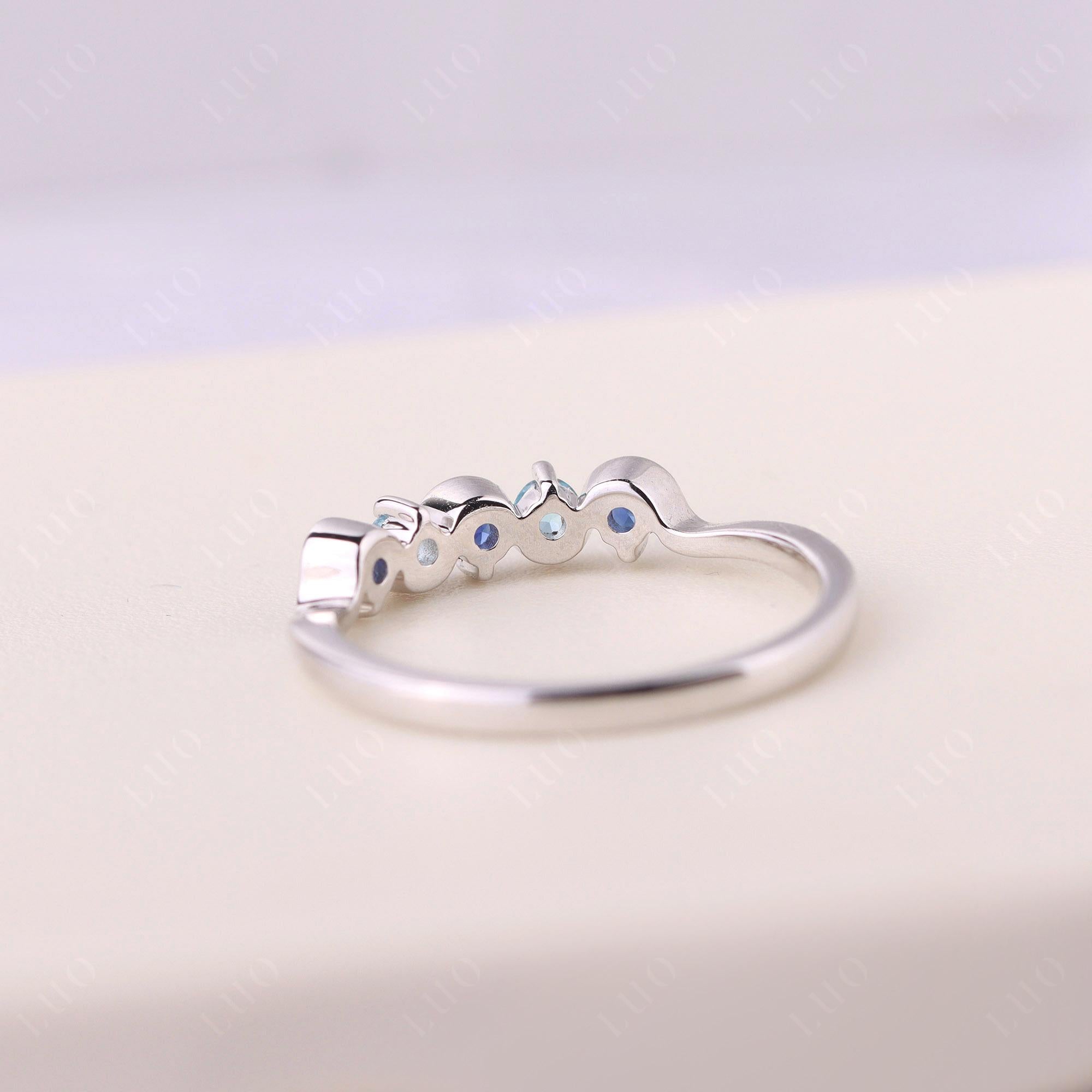 Lab Sapphire and Swiss Blue Topaz Band Ring - LUO Jewelry