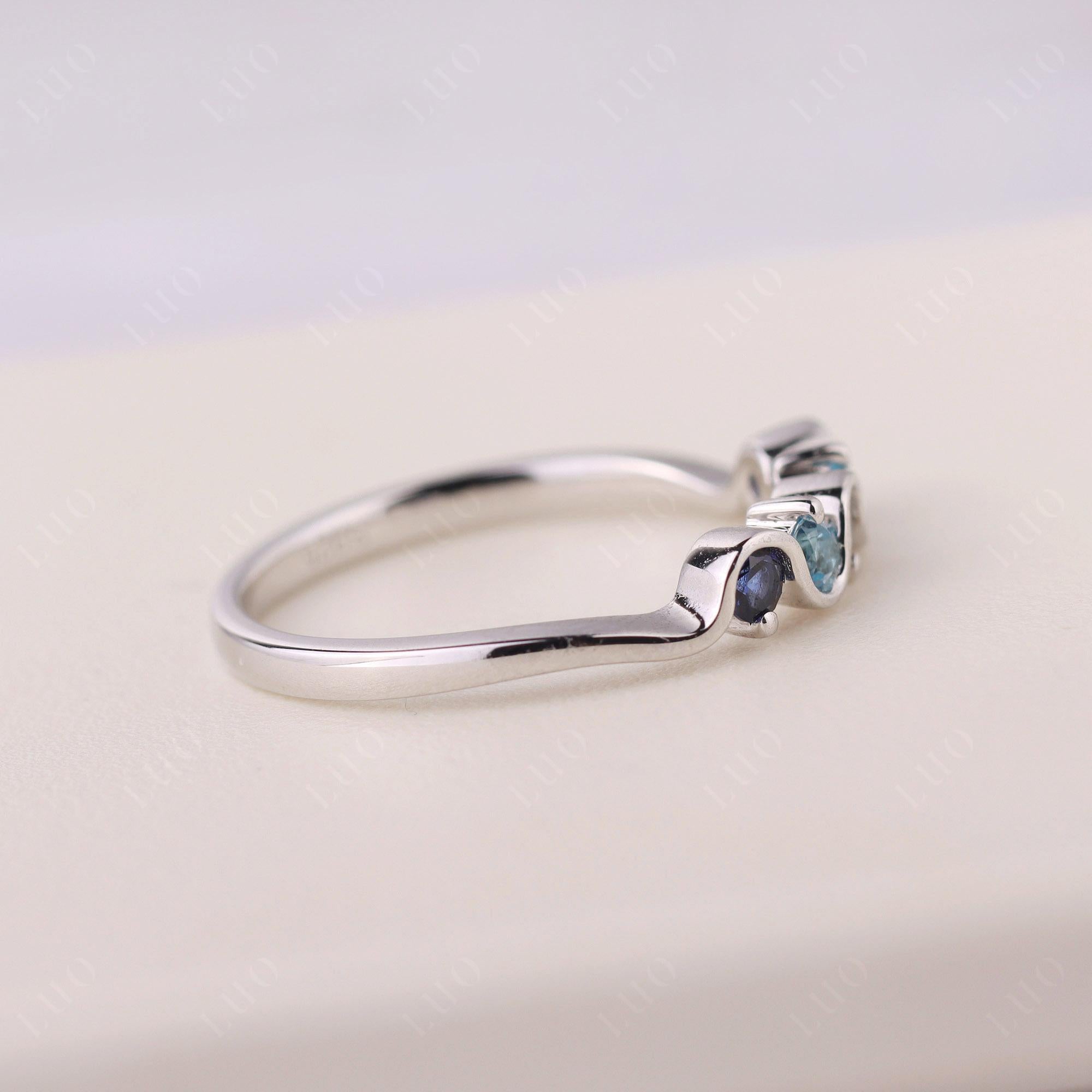 Lab Sapphire and Swiss Blue Topaz Band Ring - LUO Jewelry