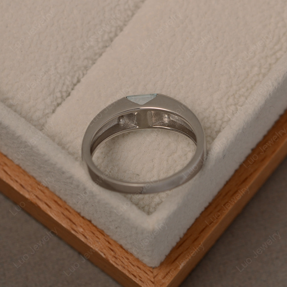 Gender Neutral Aquamarine Solitaire Ring - LUO Jewelry
