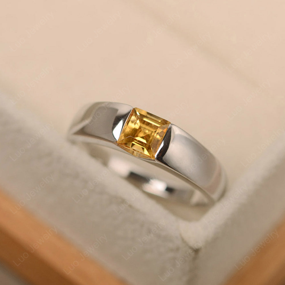 Gender Neutral Citrine Solitaire Ring - LUO Jewelry