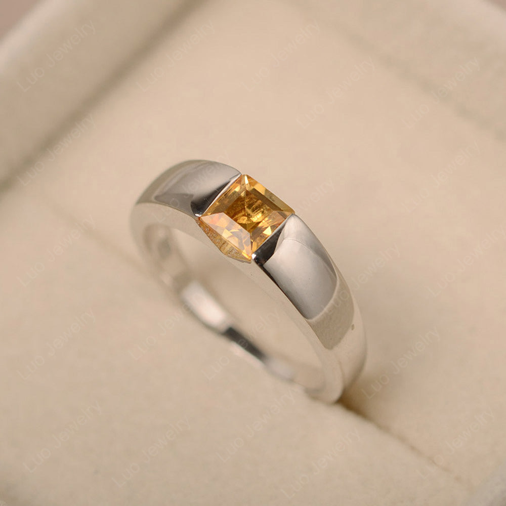 Gender Neutral Citrine Solitaire Ring - LUO Jewelry