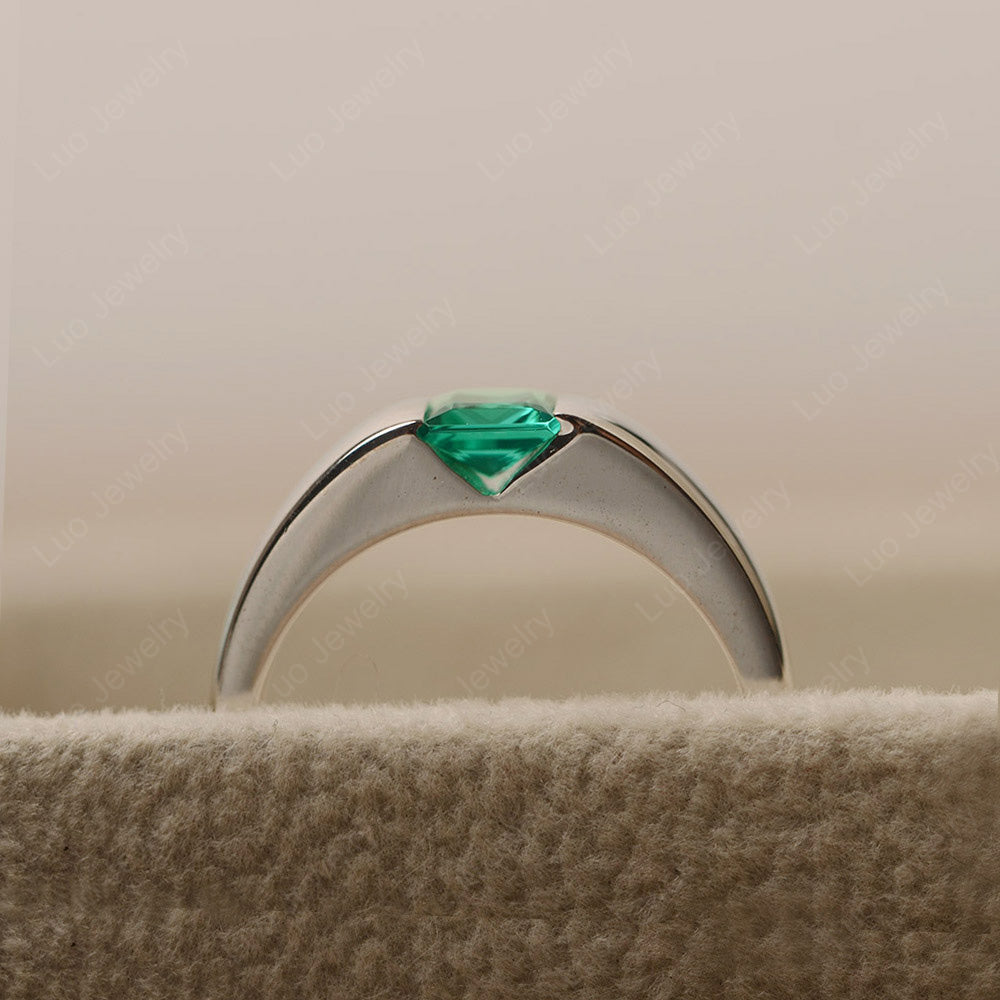 Gender Neutral Emerald Solitaire Ring - LUO Jewelry