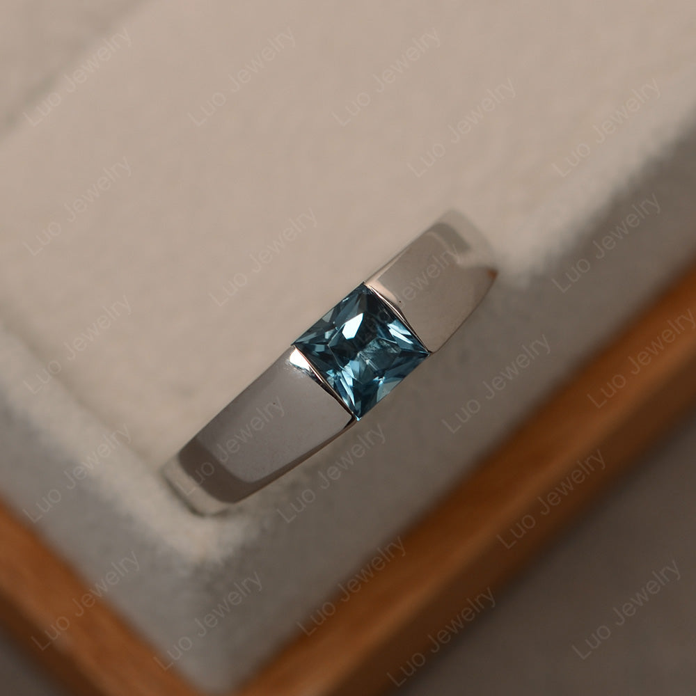 Gender Neutral London Blue Topaz Solitaire Ring - LUO Jewelry