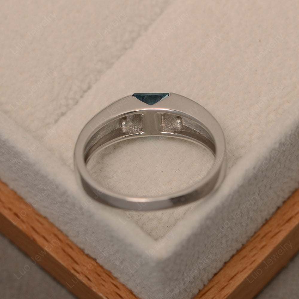 Gender Neutral London Blue Topaz Solitaire Ring - LUO Jewelry