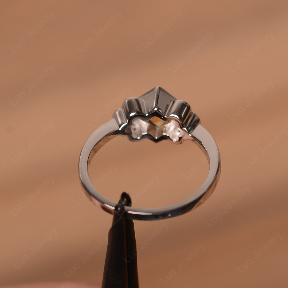 Dainty Citrine Ring Square Cut Bezel Set - LUO Jewelry