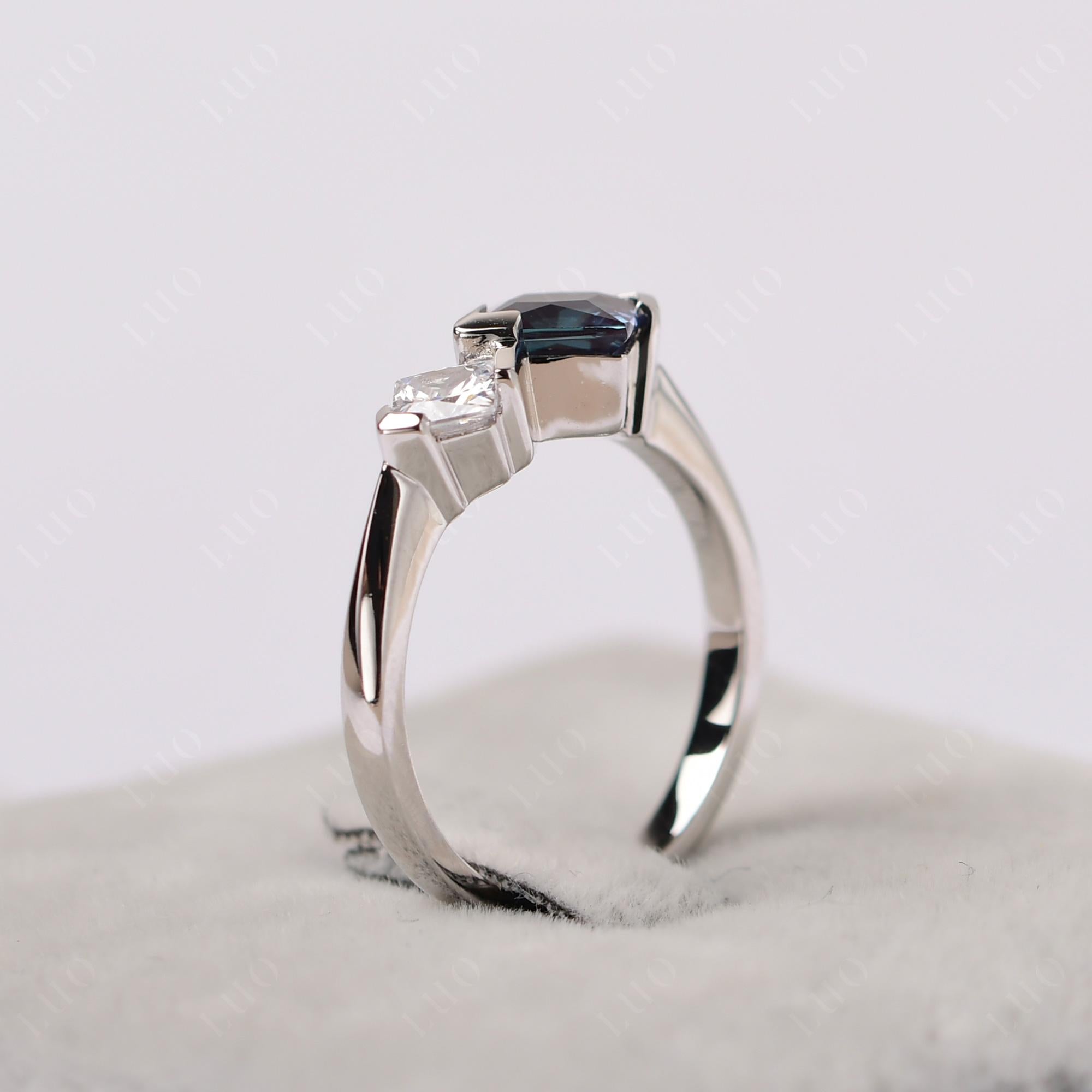 Kite Set 2 Stone Princess Cut Alexandrite Ring - LUO Jewelry