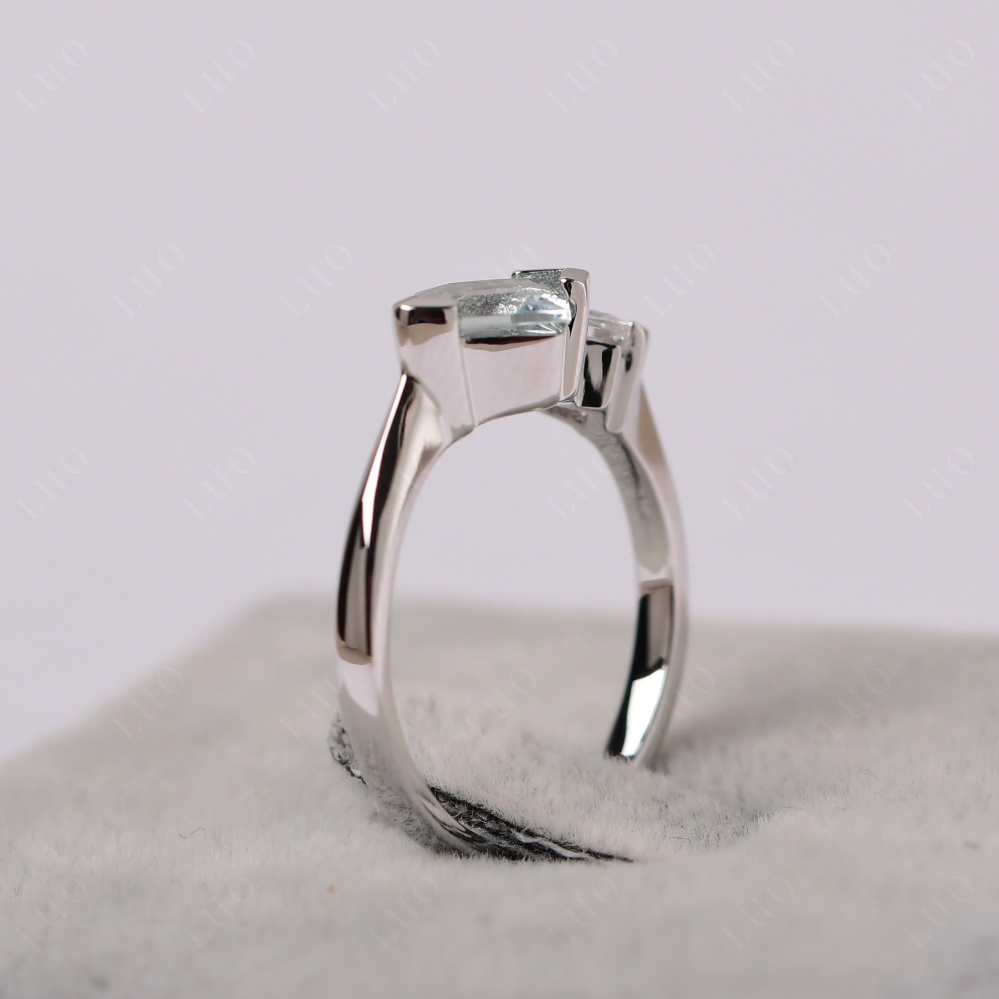 Kite Set 2 Stone Princess Cut Aquamarine Ring - LUO Jewelry