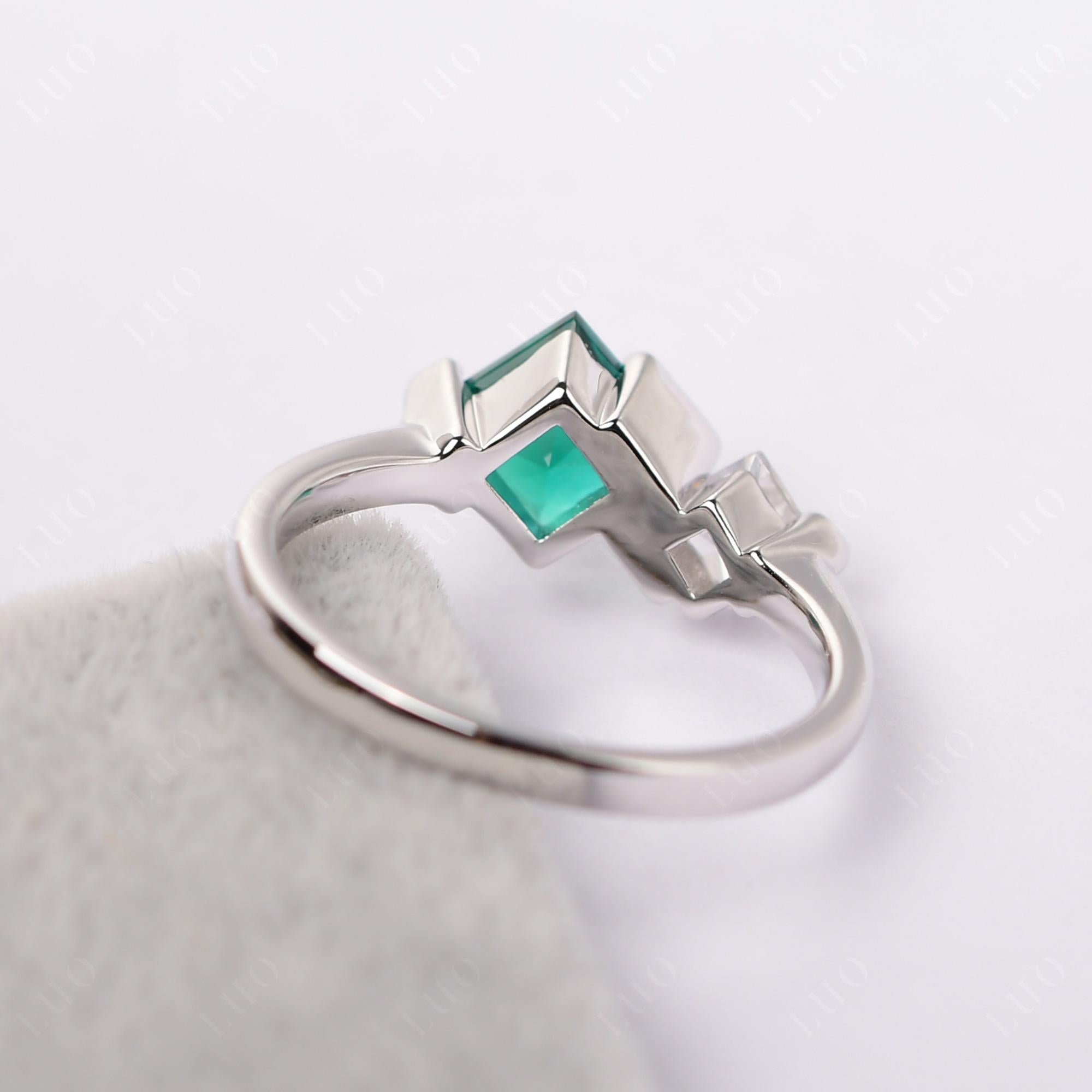 Kite Set 2 Stone Princess Cut Emerald Ring - LUO Jewelry