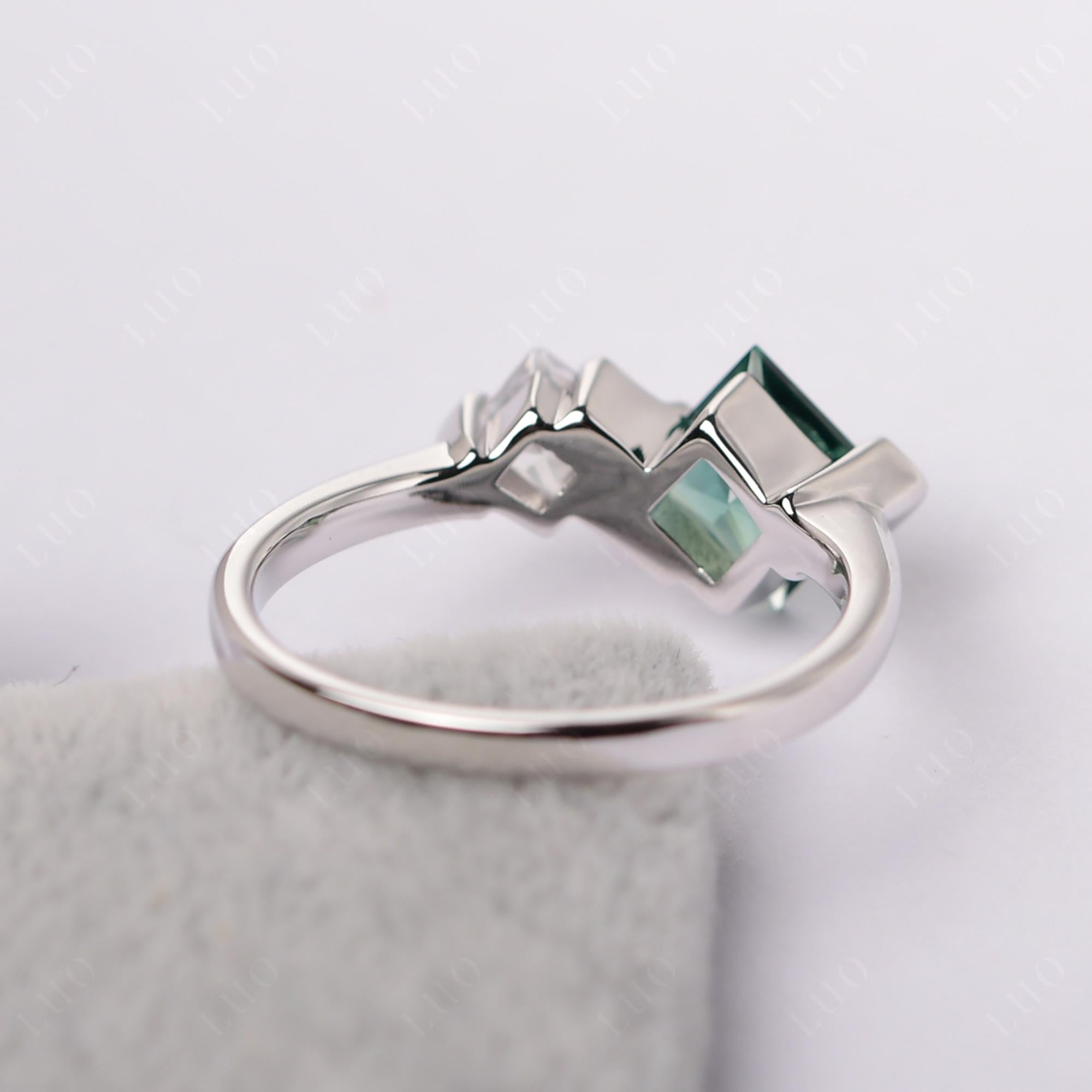 Kite Set 2 Stone Princess Cut Lab Created Green Sapphire Ring - LUO Jewelry