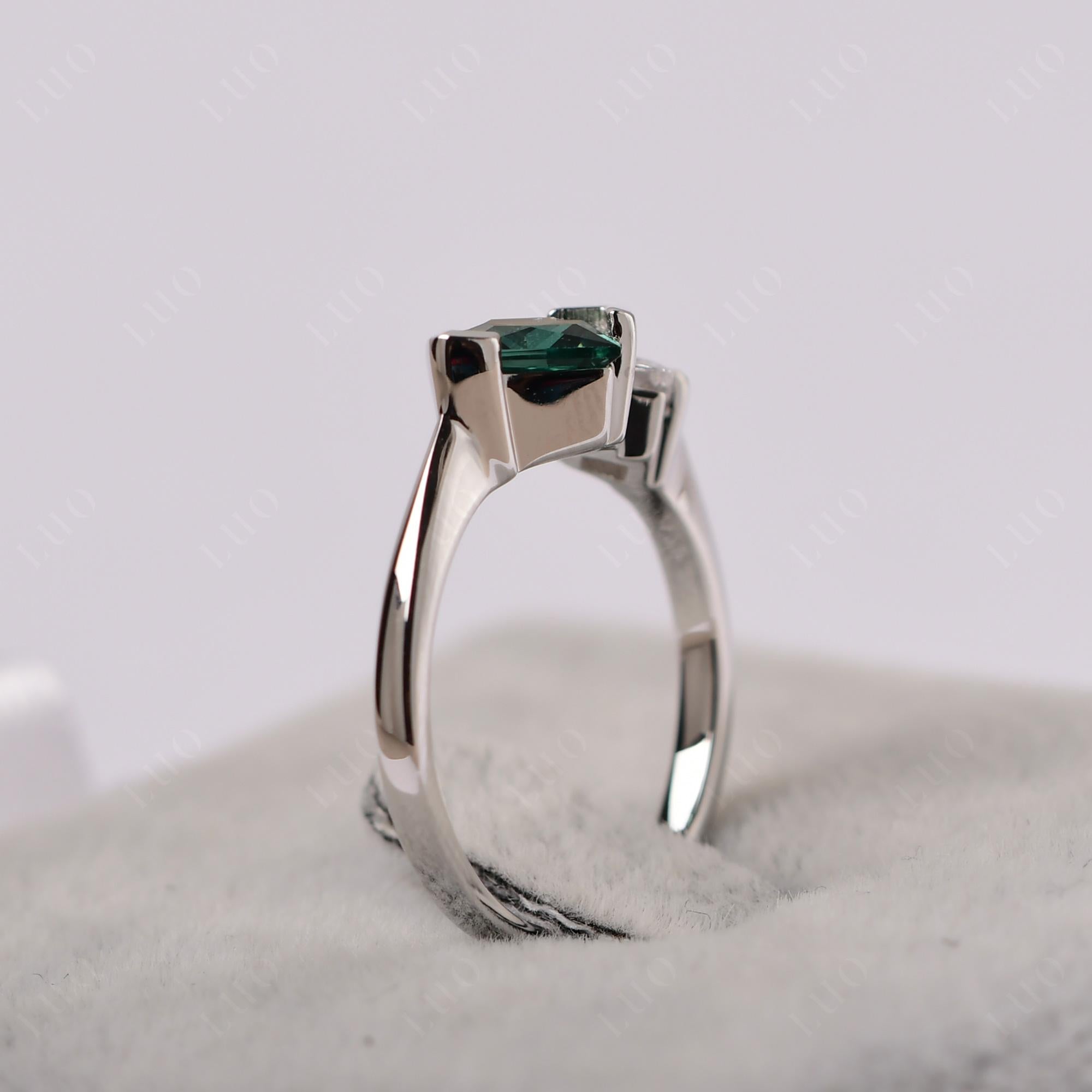 Kite Set 2 Stone Princess Cut Lab Created Green Sapphire Ring - LUO Jewelry