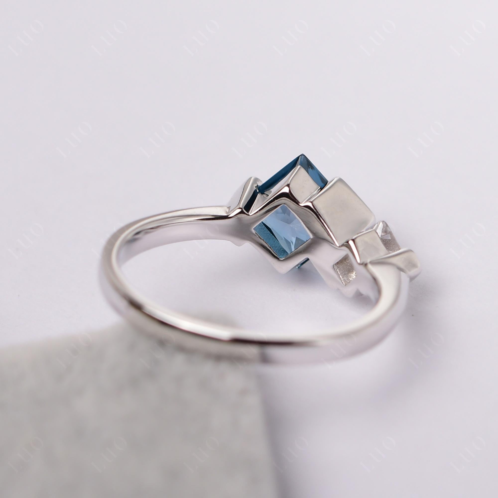 Kite Set 2 Stone Princess Cut London Blue Topaz Ring - LUO Jewelry