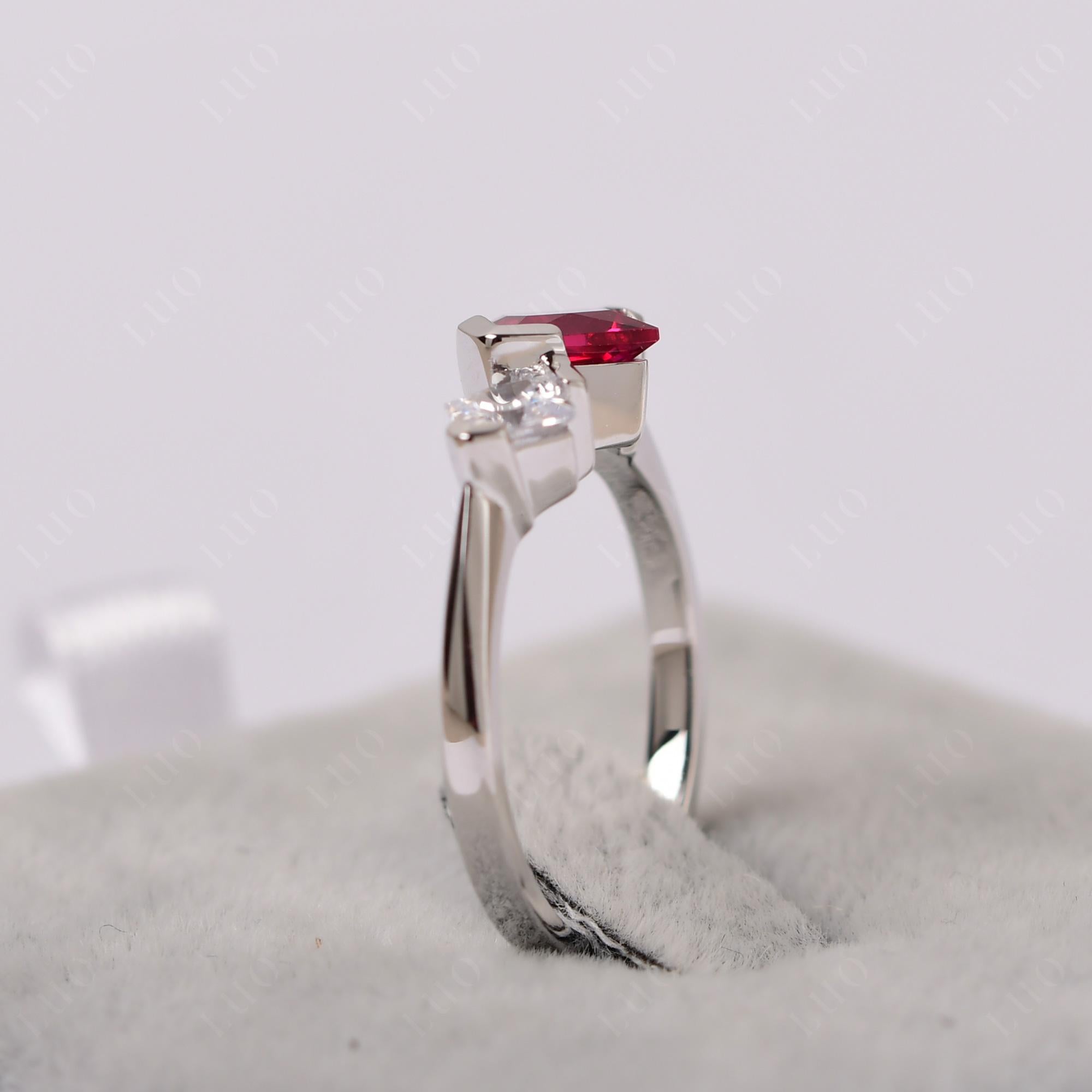 Kite Set 2 Stone Princess Cut Lab Created Ruby Ring - LUO Jewelry