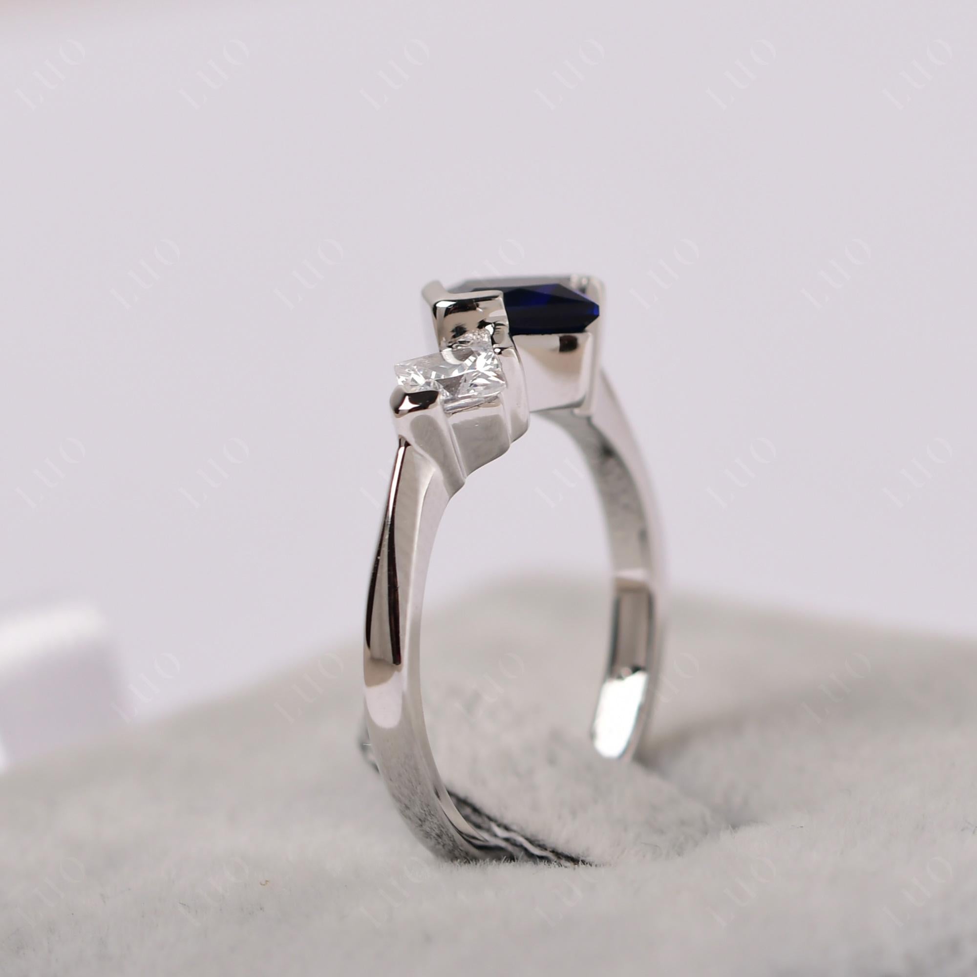 Kite Set 2 Stone Princess Cut Sapphire Ring - LUO Jewelry
