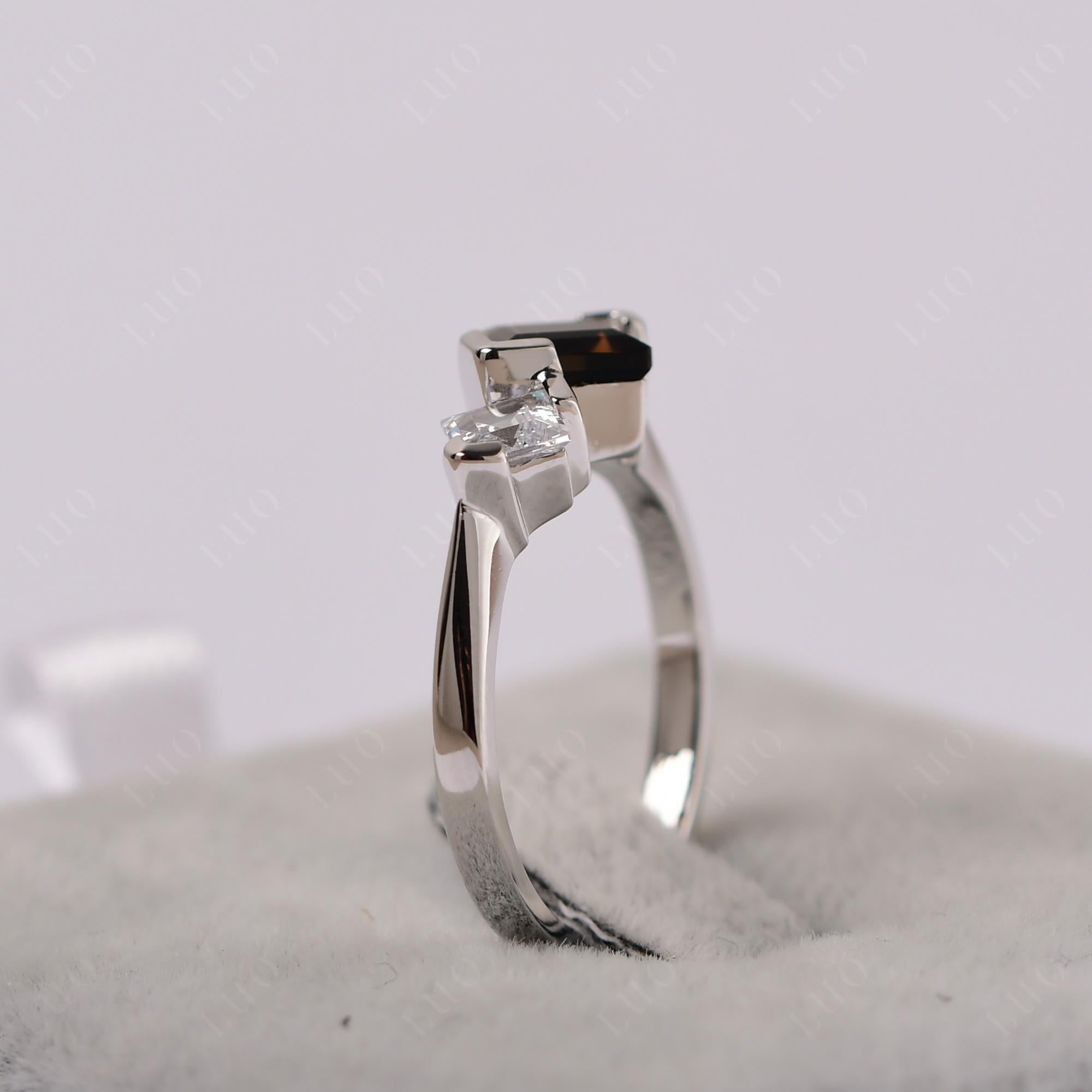 Kite Set 2 Stone Square Cut Smoky Quartz Ring - LUO Jewelry